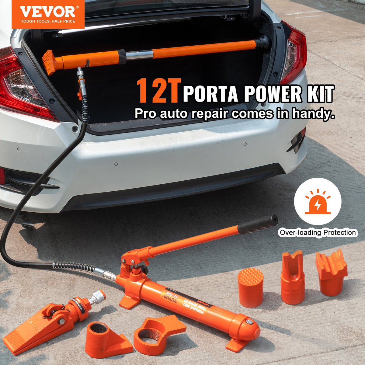 VEVOR 12 Ton Hydraulic Jack Air Pump Lift Ram Body Frame Porta Power Repair Kits