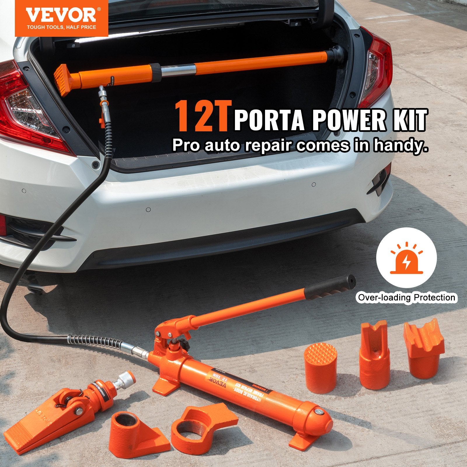 VEVOR 12 Ton Hydraulic Jack Air Pump Lift Ram Body Frame Porta Power Repair Kits