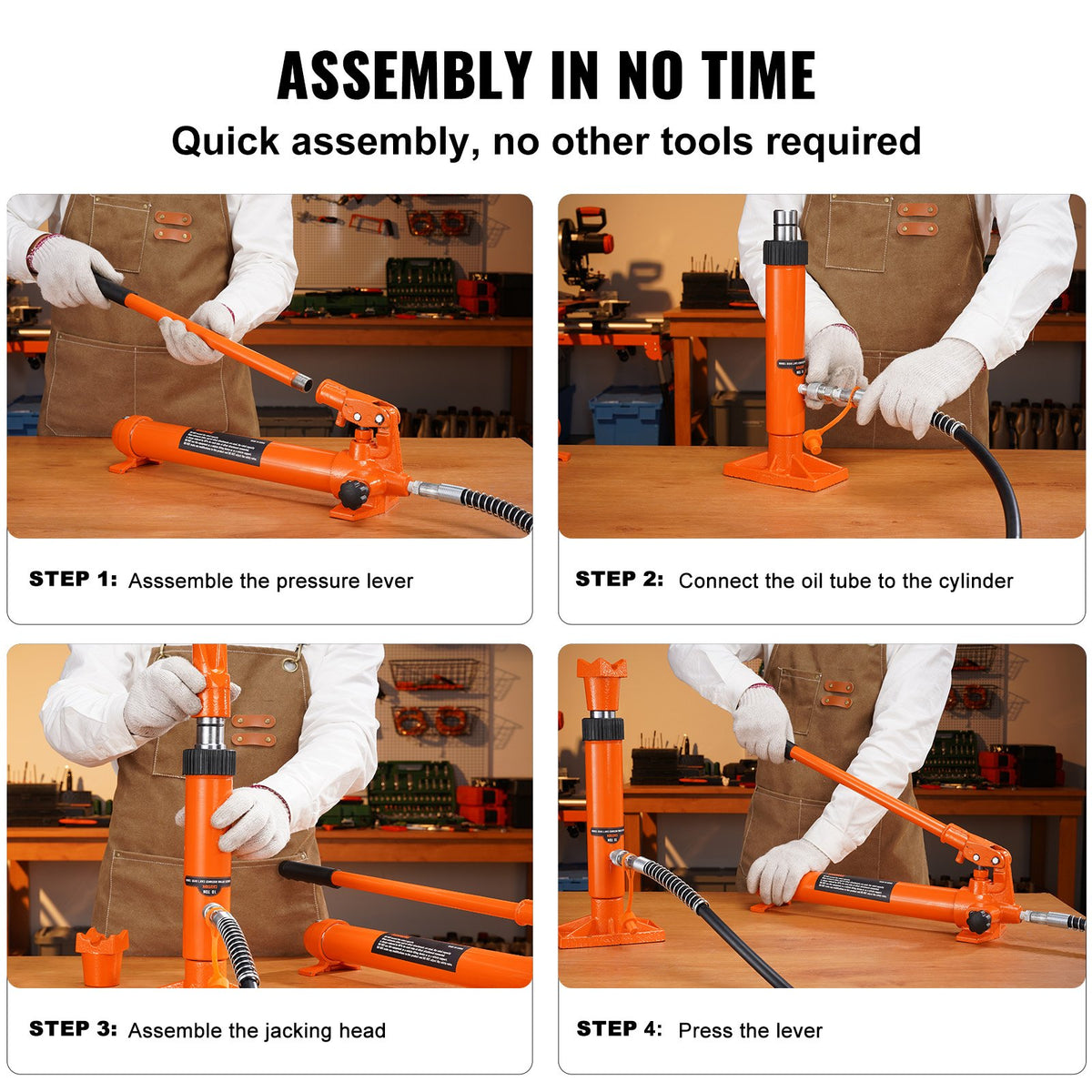 VEVOR 12 Ton Hydraulic Jack Air Pump Lift Ram Body Frame Porta Power Repair Kits