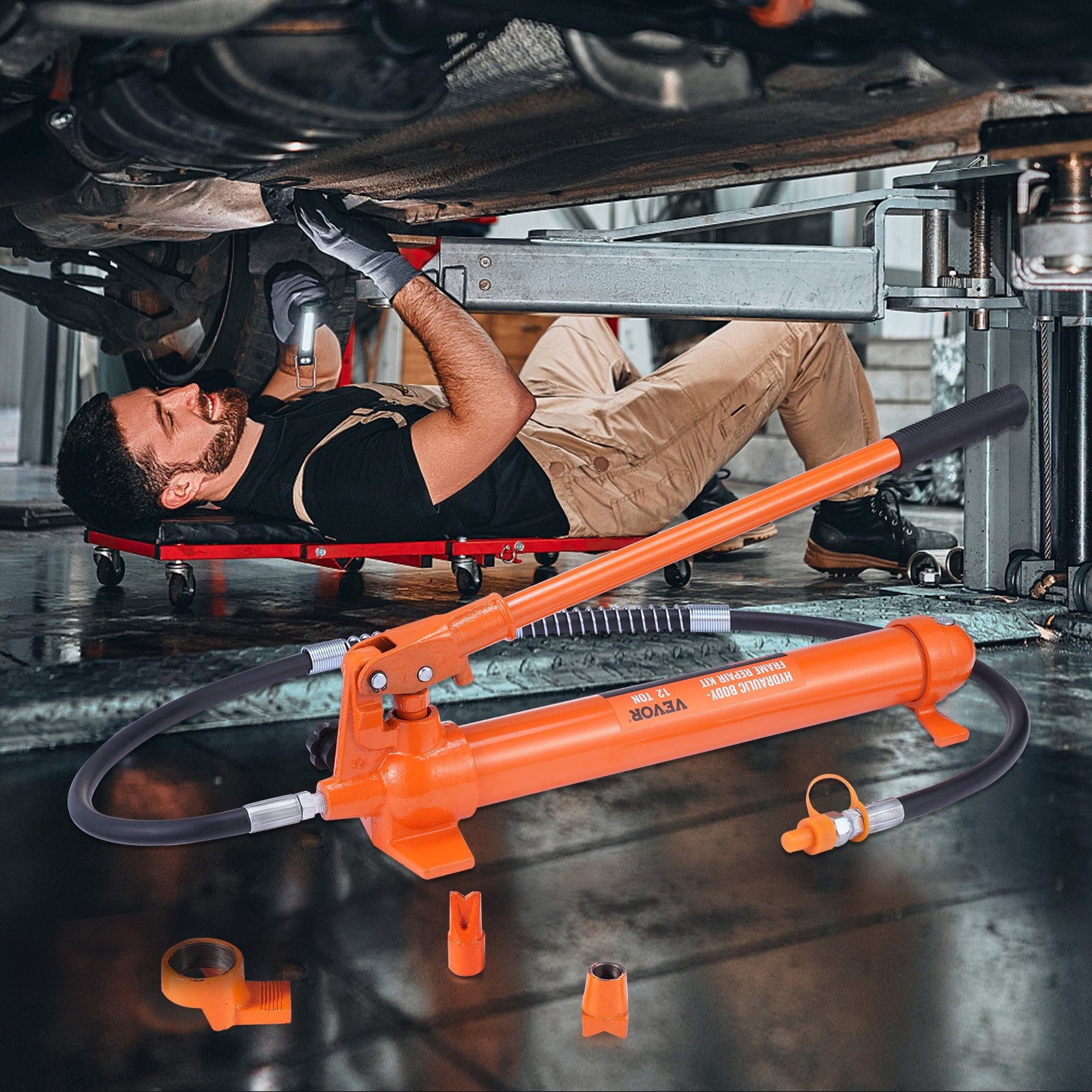 VEVOR 12 Ton Hydraulic Jack Air Pump Lift Ram Body Frame Porta Power Repair Kits