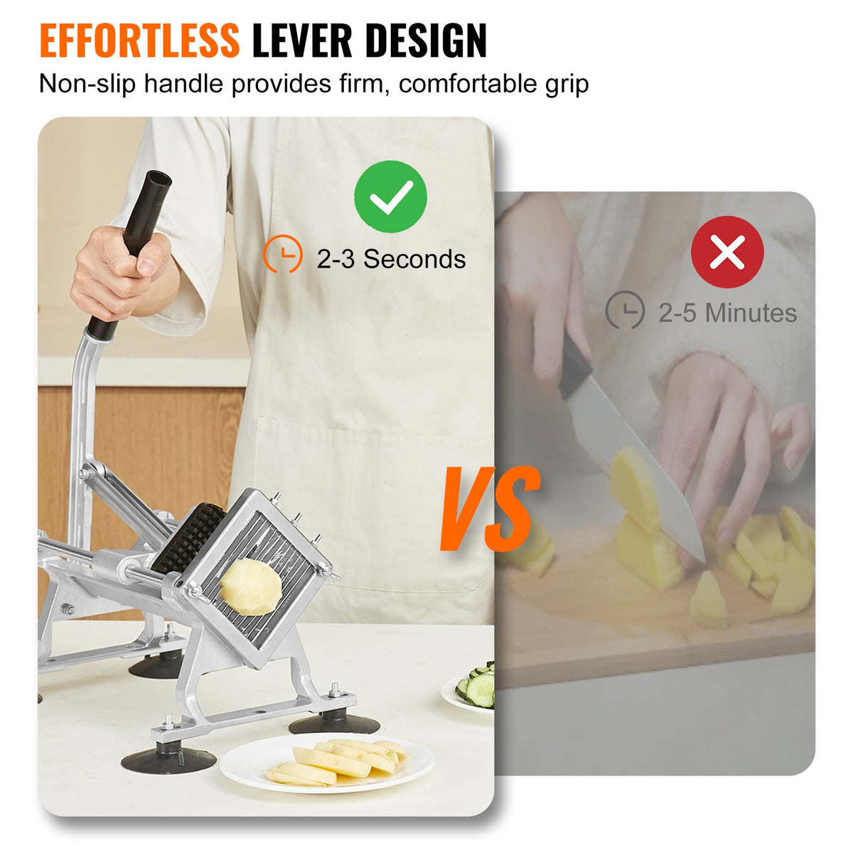 VEVOR Commercial Vegetable Slicer, 1/4 inch Fruit Slicer, Stainless Steel and Aluminum Alloy Vegetable Cutter Slicer Machine, Manual Slicer with Non-slip Feet, for Radishes, Onions, Potatoes, Lemons