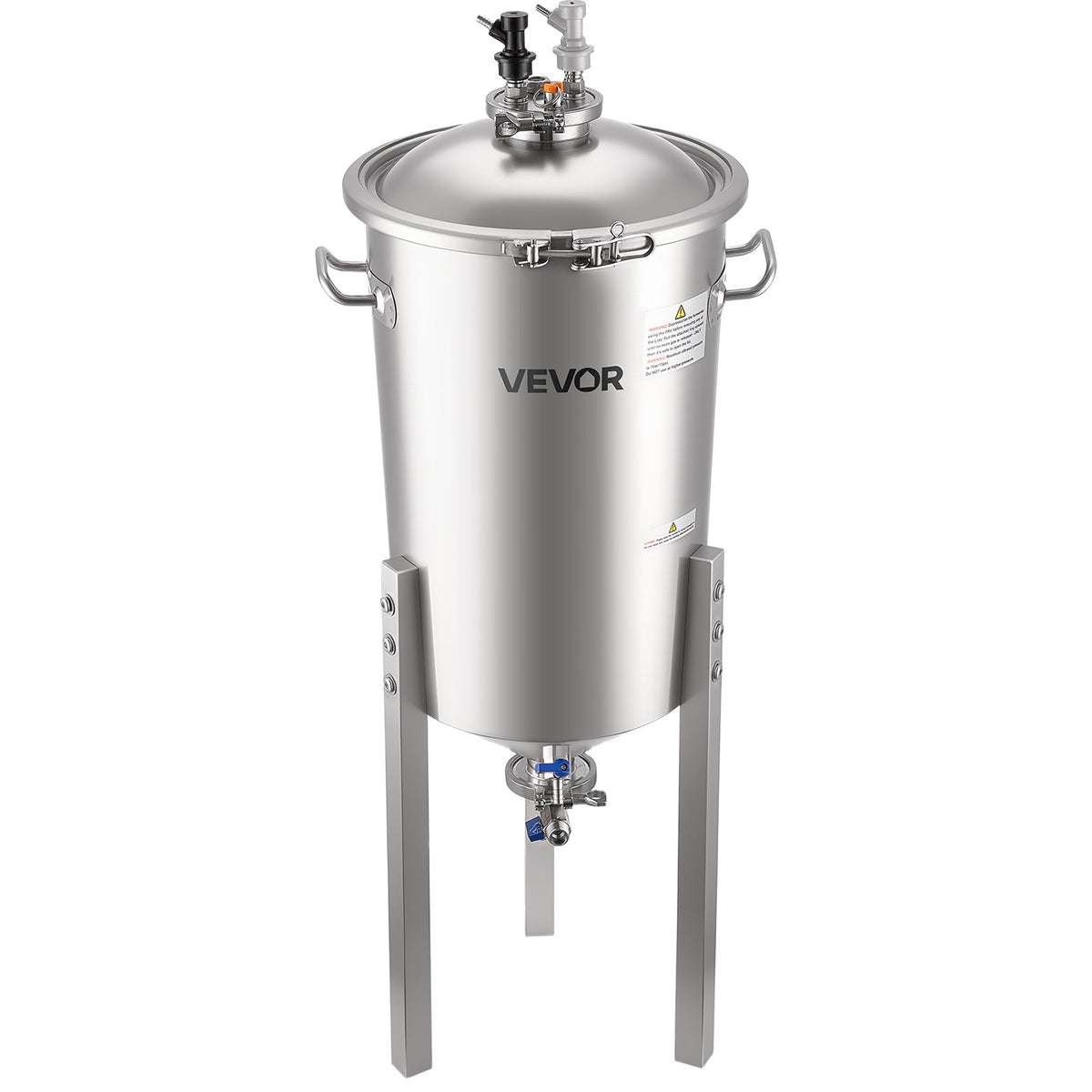 VEVOR Stainless Steel Conical Fermenter, 8 Gal/30L Home Brewing Fermenation Tank, Brew Bucket Fermentor with Conical Bottom, 3 Adjustable Legs, Lid, Handle & Thermometer, for Wine, Beer Fermentation
