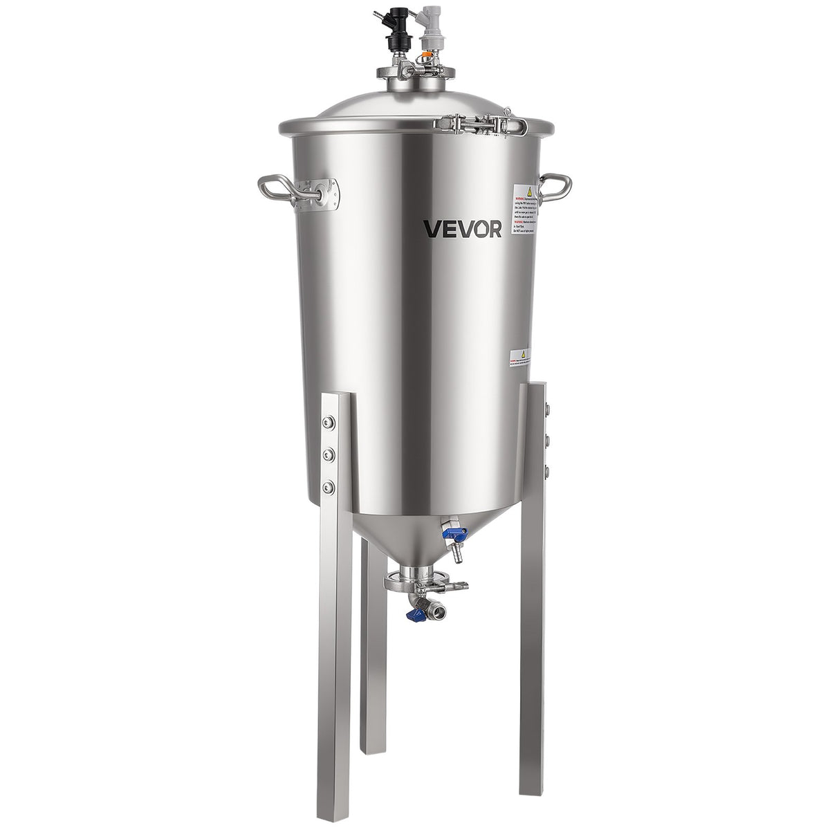 VEVOR Stainless Steel Conical Fermenter, 8 Gal/30L Home Brewing Fermenation Tank, Brew Bucket Fermentor with Conical Bottom, 3 Adjustable Legs, Lid, Handle & Thermometer, for Wine, Beer Fermentation