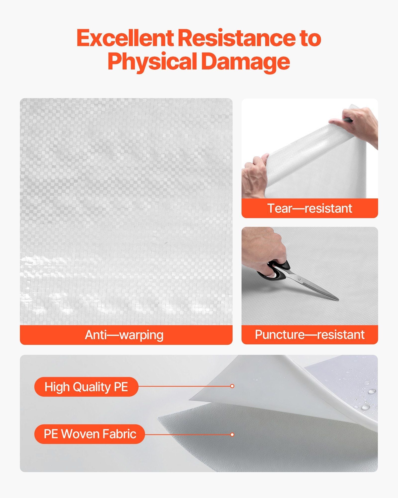 House Wrap, 1.37 x 45.72 m, 0.13 mm Thick Vapor Barrier, Heavy Duty Plastic Sheeting for Tear-resistant, Drop Cloth Vapor Barrier Covering for Residential & Commercial Construction, White