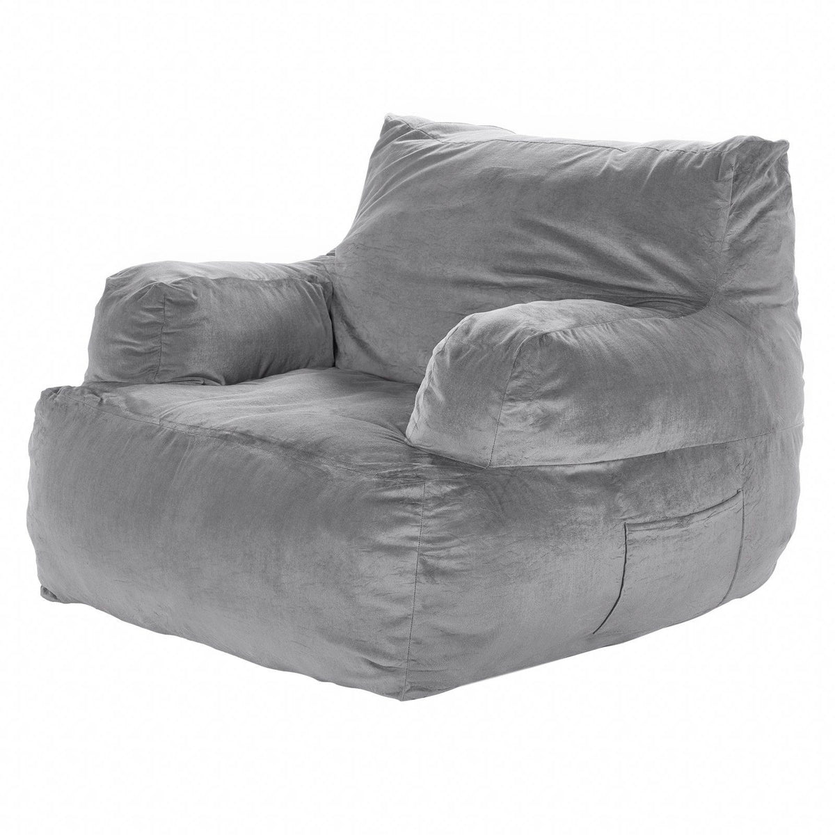 Bean Bag Chair, BeanBag Sofa Chair with Armrests for Adults, Fluffy Plush &amp; High-Density Foam Filling Adult Bean Bag with Zapper, Comfy Lazy Sofa Chair Ideal for Living Room, Bedroom, Grey
