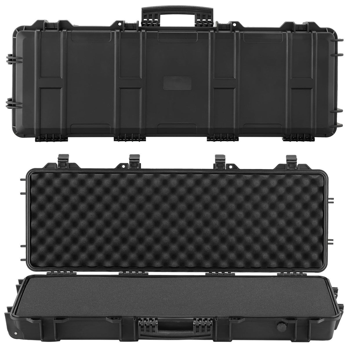 Hard Rifle Case, Lockable Rifle Case with Pre-cut Foams, 1016 mm Gun Storage with Wheels, IP67 Waterproof &amp; Dustproof Movable Large Pistol Storage for Rifles, Shotguns, Airsoft Guns, Black