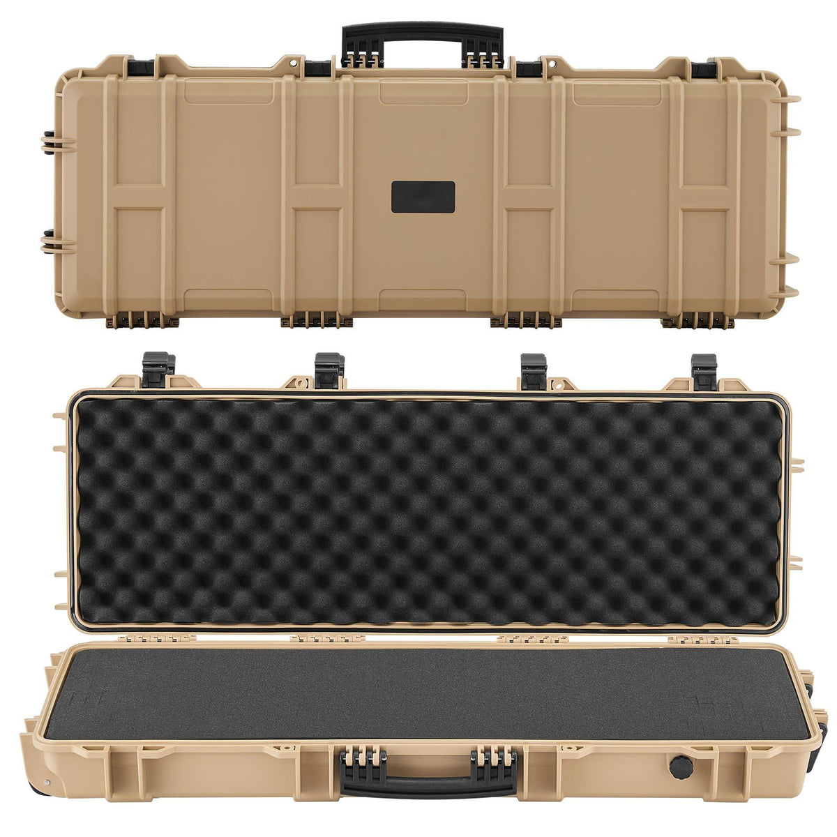 Hard Rifle Case, Lockable Rifle Case with Pre-cut Foams, 1016 mm Gun Storage with Wheels, IP67 Waterproof &amp; Dustproof Movable Large Pistol Storage for Rifles, Shotguns, Airsoft Guns, Khaki