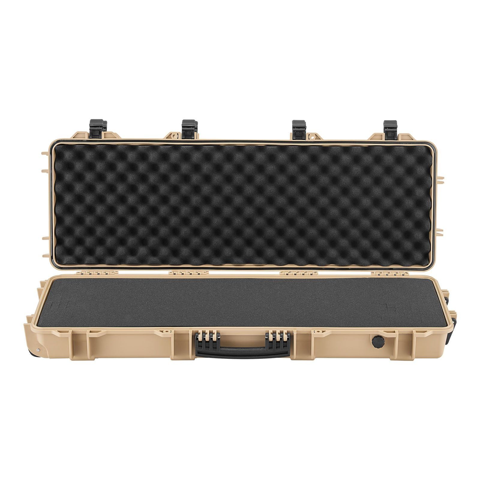 Hard Rifle Case, Lockable Rifle Case with Pre-cut Foams, 1016 mm Gun Storage with Wheels, IP67 Waterproof & Dustproof Movable Large Pistol Storage for Rifles, Shotguns, Airsoft Guns, Khaki