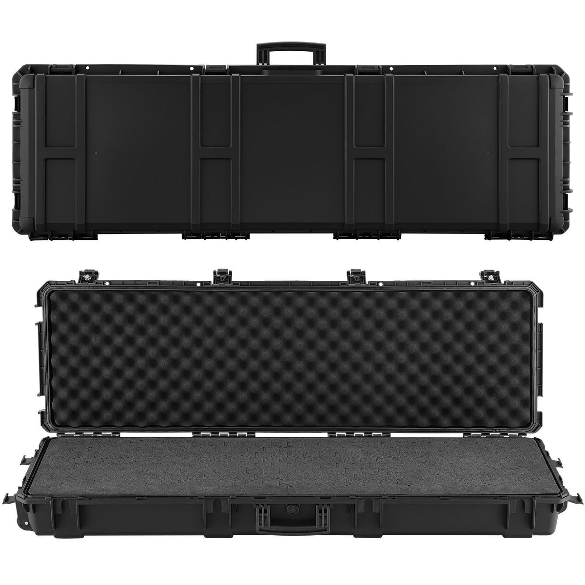 Hard Rifle Case, Lockable Rifle Case with Detachable XPE Foam, 1270 mm Gun Storage with Wheels, IP67 Waterproof &amp; Dustproof Pistol Storage Cases for Rifles, Shotguns, Airsoft Guns, Black