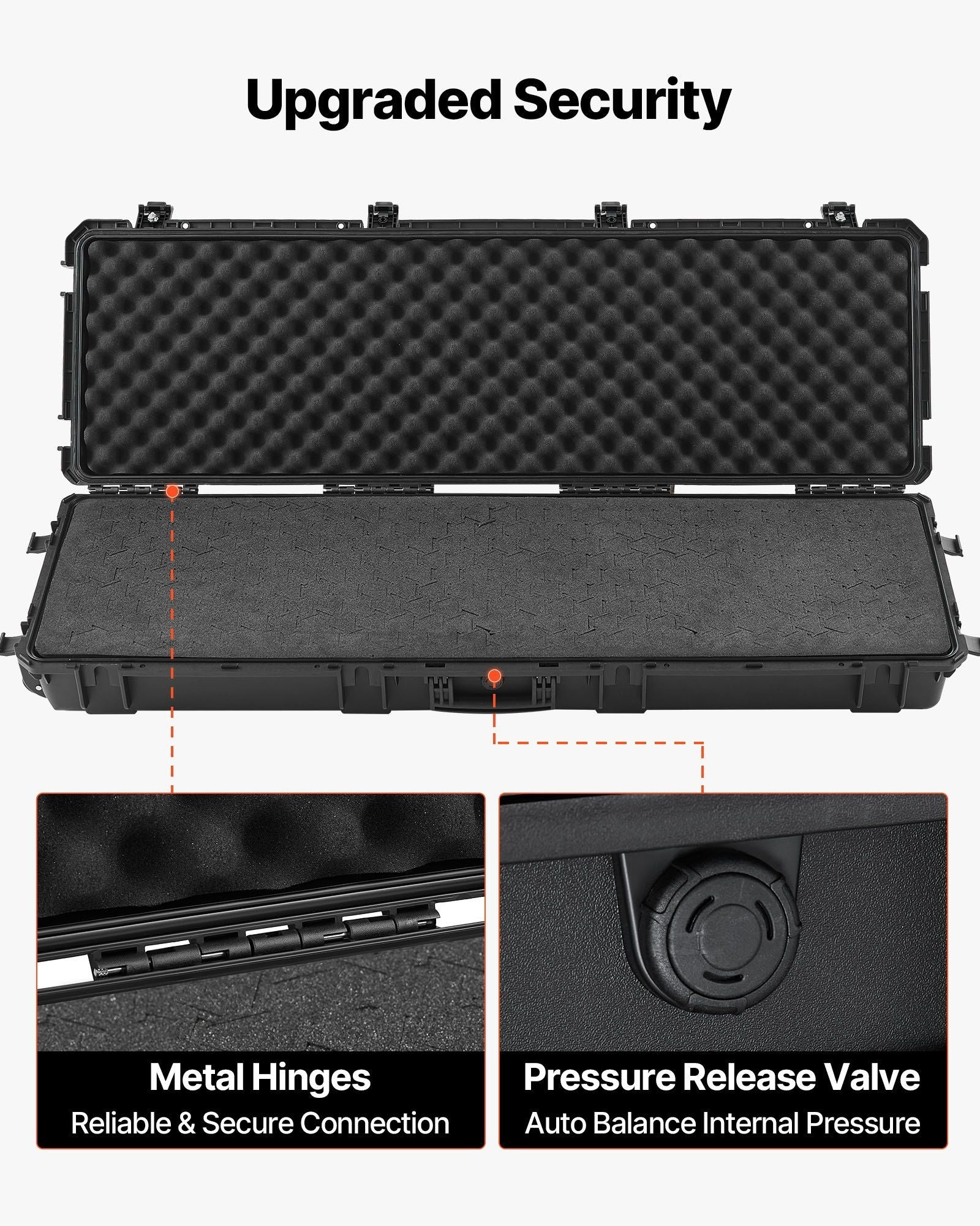 Hard Rifle Case, Lockable Rifle Case with Detachable XPE Foam, 1270 mm Gun Storage with Wheels, IP67 Waterproof & Dustproof Pistol Storage Cases for Rifles, Shotguns, Airsoft Guns, Black