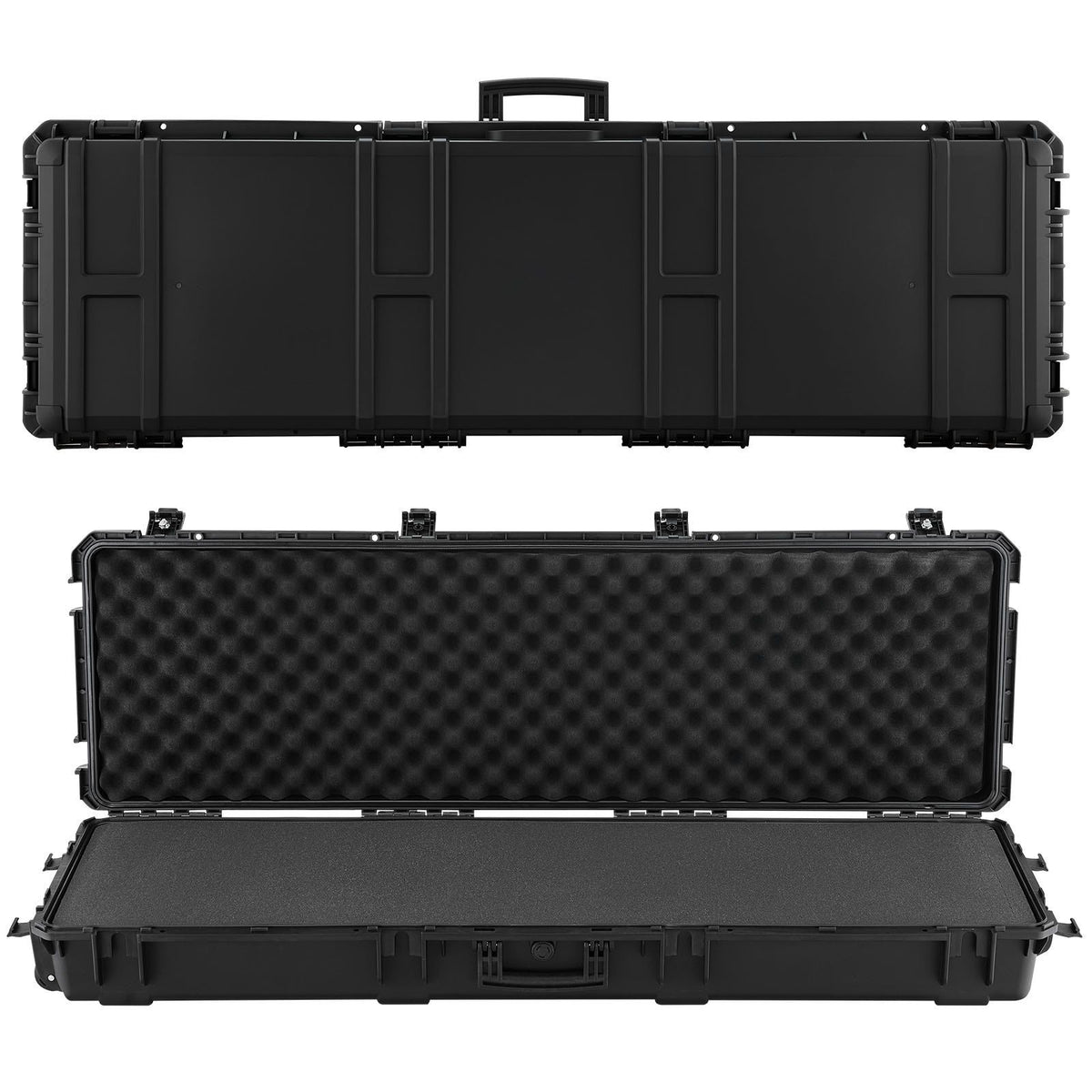 Hard Rifle Case, Lockable Rifle Case with Pre-cut Foams, 1320 mm Gun Storage with Wheels, Heavy Duty IP67 Waterproof &amp; Dustproof Pistol Storage Cases for Rifles, Shotguns, Airsoft Guns, Black