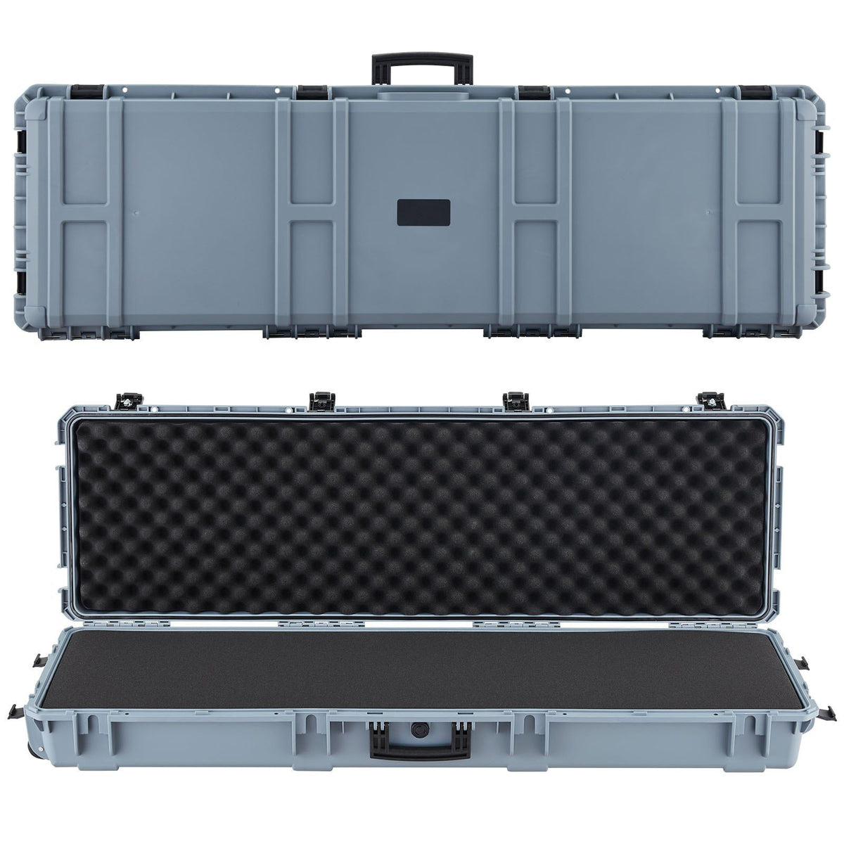 Hard Rifle Case, Lockable Rifle Case with Pre-cut Foams, 1320 mm Gun Storage with Wheels, Heavy Duty IP67 Waterproof &amp; Dustproof Pistol Storage Cases for Rifles, Shotguns, Airsoft Guns, Grey