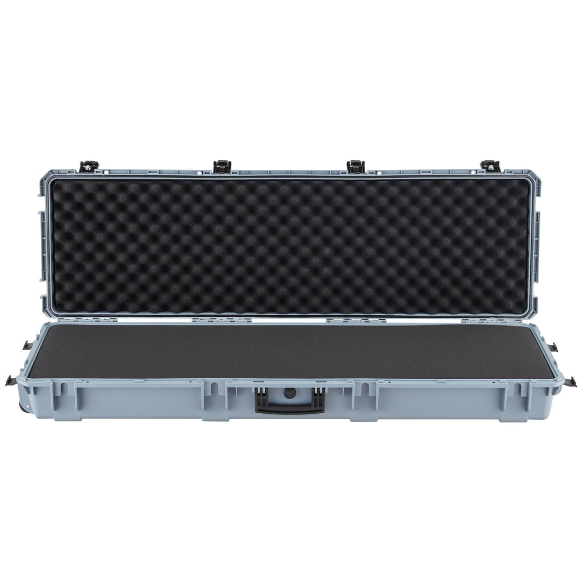 Hard Rifle Case, Lockable Rifle Case with Pre-cut Foams, 1320 mm Gun Storage with Wheels, Heavy Duty IP67 Waterproof & Dustproof Pistol Storage Cases for Rifles, Shotguns, Airsoft Guns, Grey