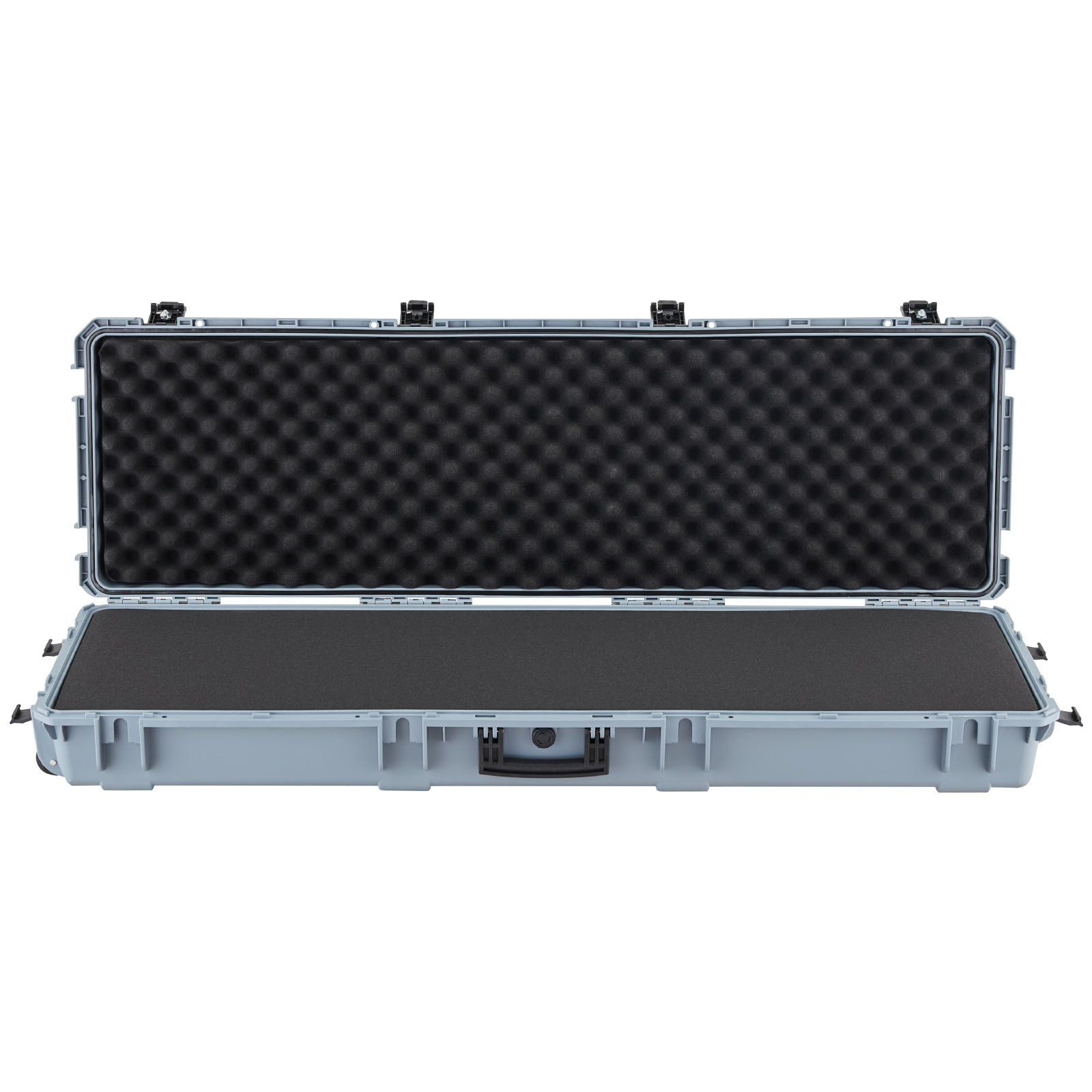 Hard Rifle Case, Lockable Rifle Case with Pre-cut Foams, 1320 mm Gun Storage with Wheels, Heavy Duty IP67 Waterproof & Dustproof Pistol Storage Cases for Rifles, Shotguns, Airsoft Guns, Grey