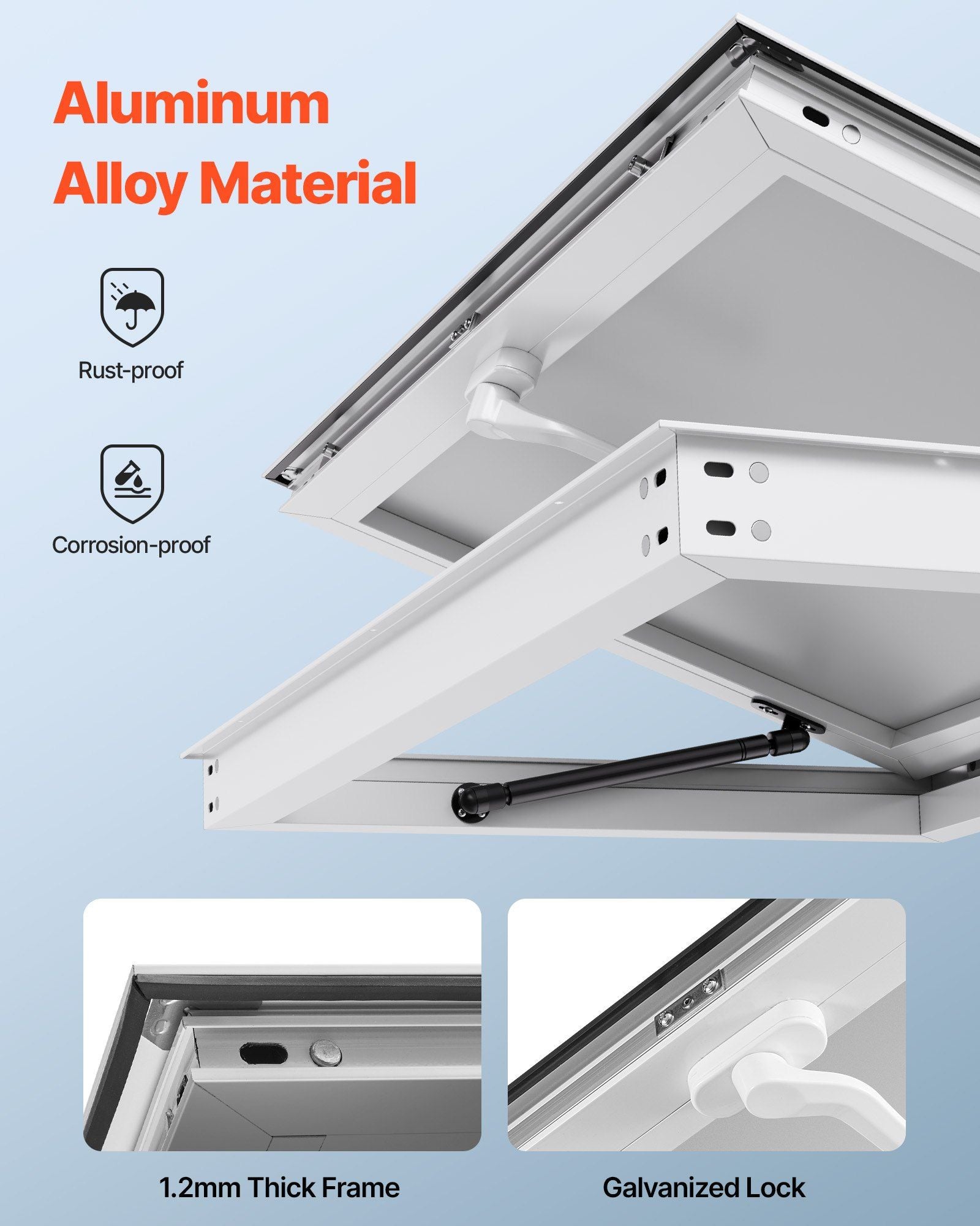 Concession Window 188x102cm, Aluminum Alloy Frame Service Window for Food Truck, Up to 85 Degrees Stand Serving Window with Awning Door and Drag Hook, Rainwater Resistant for Concession Trailer