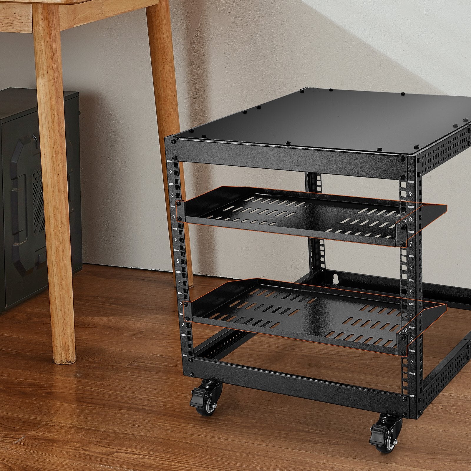 VEVOR 2PCS 1U Server Rack Shelf, 254mm Depth, 22.68kg Max Load Capacity Vented Cantilever or Wall Mount Rack Mount Shelf with Tray, Good Air Circulation for 482.6mm Network Cabinet or Equipment Rack