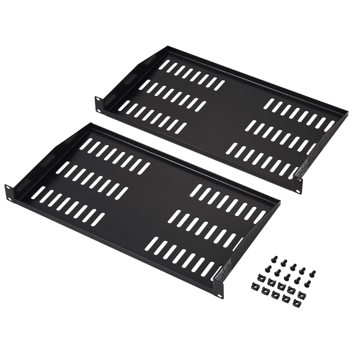 VEVOR 2PCS 1U Server Rack Shelf, 254mm Depth, 22.68kg Max Load Capacity Vented Cantilever or Wall Mount Rack Mount Shelf with Tray, Good Air Circulation for 482.6mm Network Cabinet or Equipment Rack