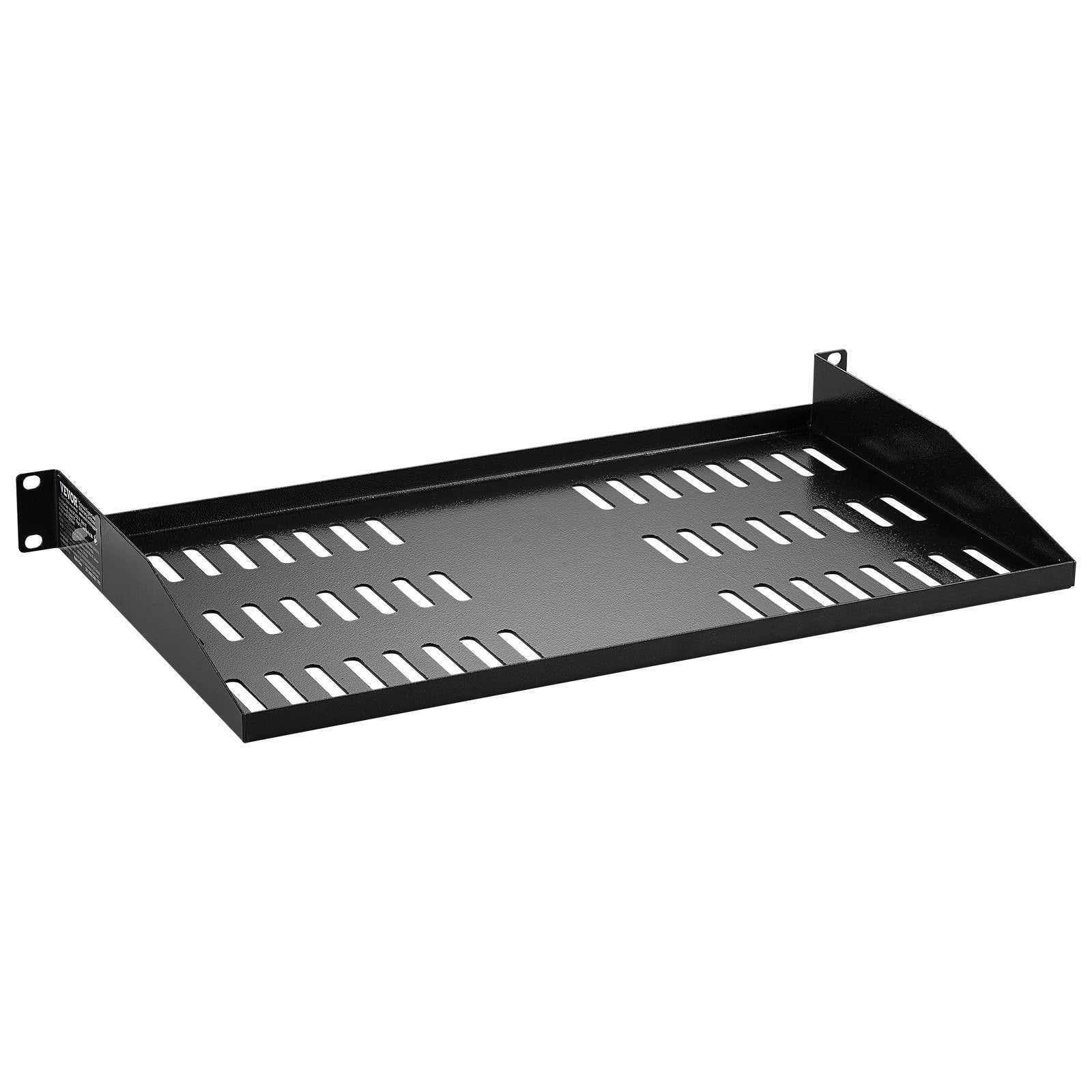 VEVOR 2PCS 1U Server Rack Shelf, 254mm Depth, 22.68kg Max Load Capacity Vented Cantilever or Wall Mount Rack Mount Shelf with Tray, Good Air Circulation for 482.6mm Network Cabinet or Equipment Rack