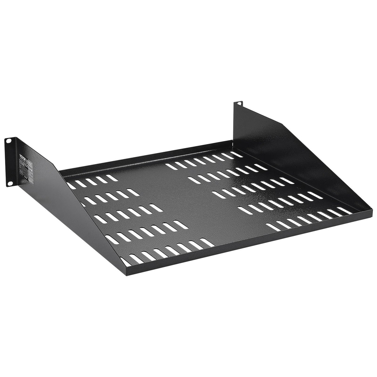 VEVOR 2U Server Rack Shelf 16"/406 mm Depth Vented Rack Mount Shelf with Tray