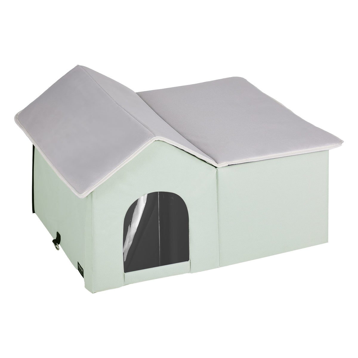 VEVOR Heated Cat House, Outdoor Kitty Shelter with Adjustable Temperature and Timer, 600D Oxford Cloth Foldable Cat Shelter with Heated Pad  for Winter to Stay Warm and Cozy, Green (Large)
