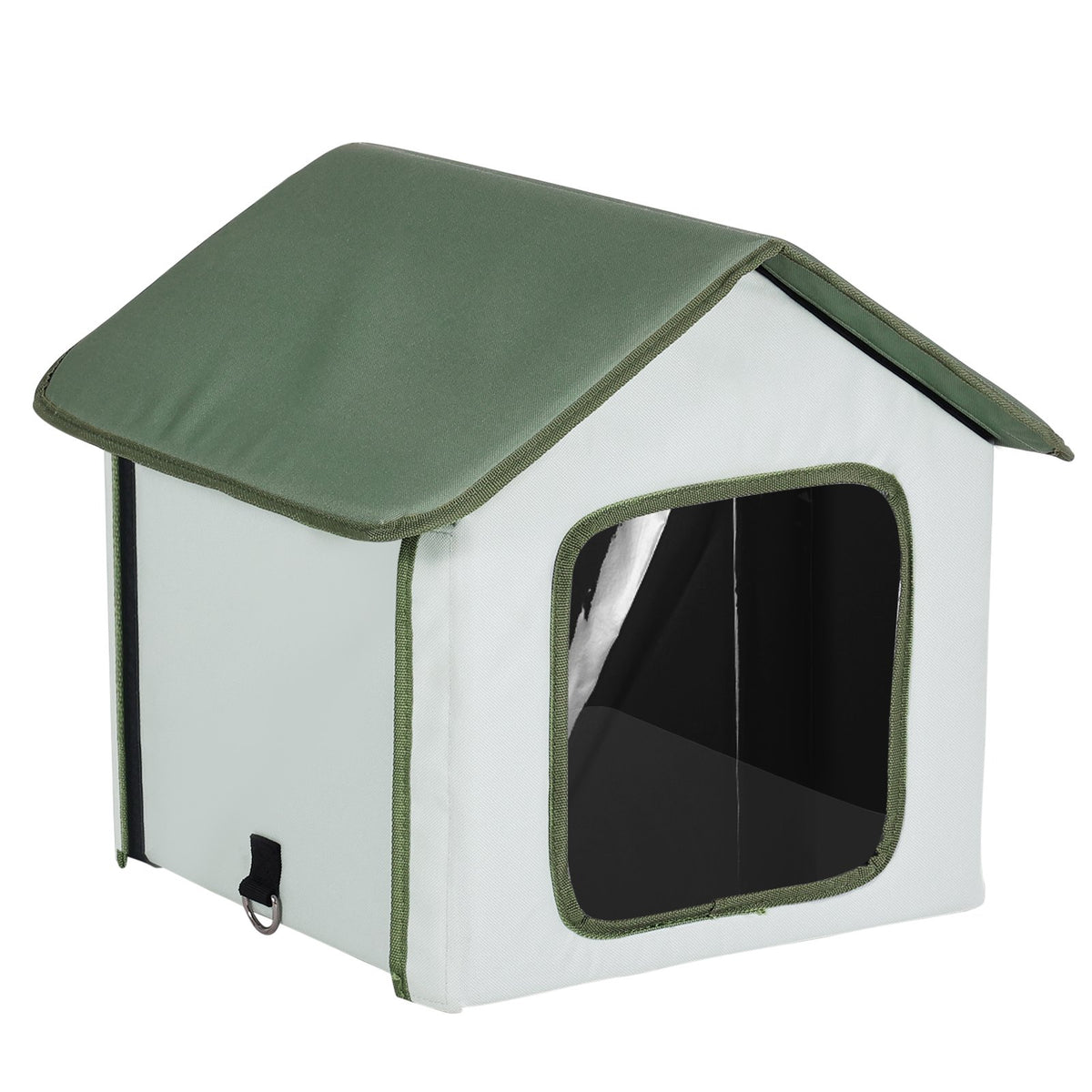 VEVOR Elevated Heated Cat House, Outdoor Kitty Shelter with Timer, 600D Oxford Cloth Foldable Cat Shelter with Heated Pad for Winter to Stay Warm and Cozy, Green (Small)