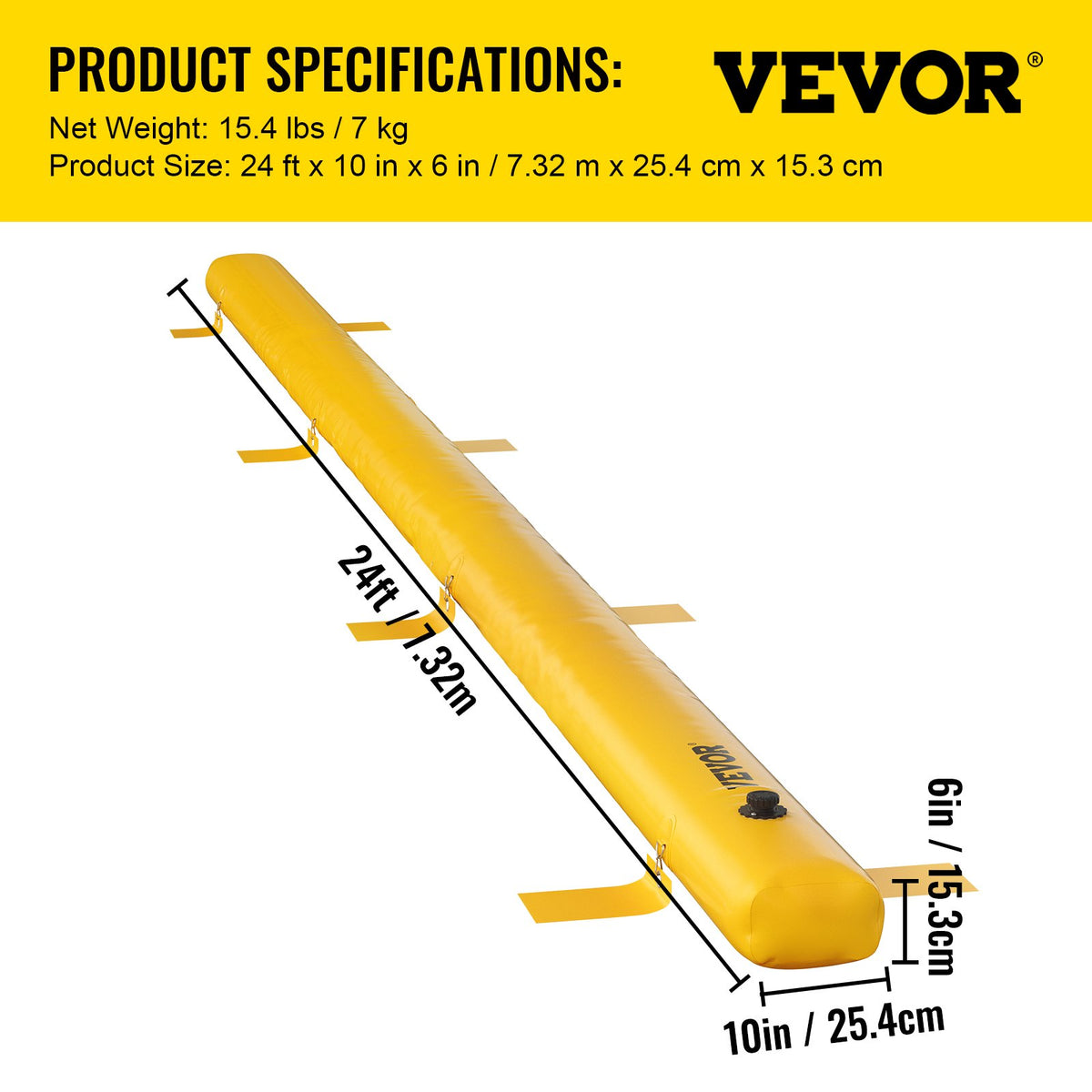 VEVOR Flood Barrier Hydro Barrier 24' Length x 6