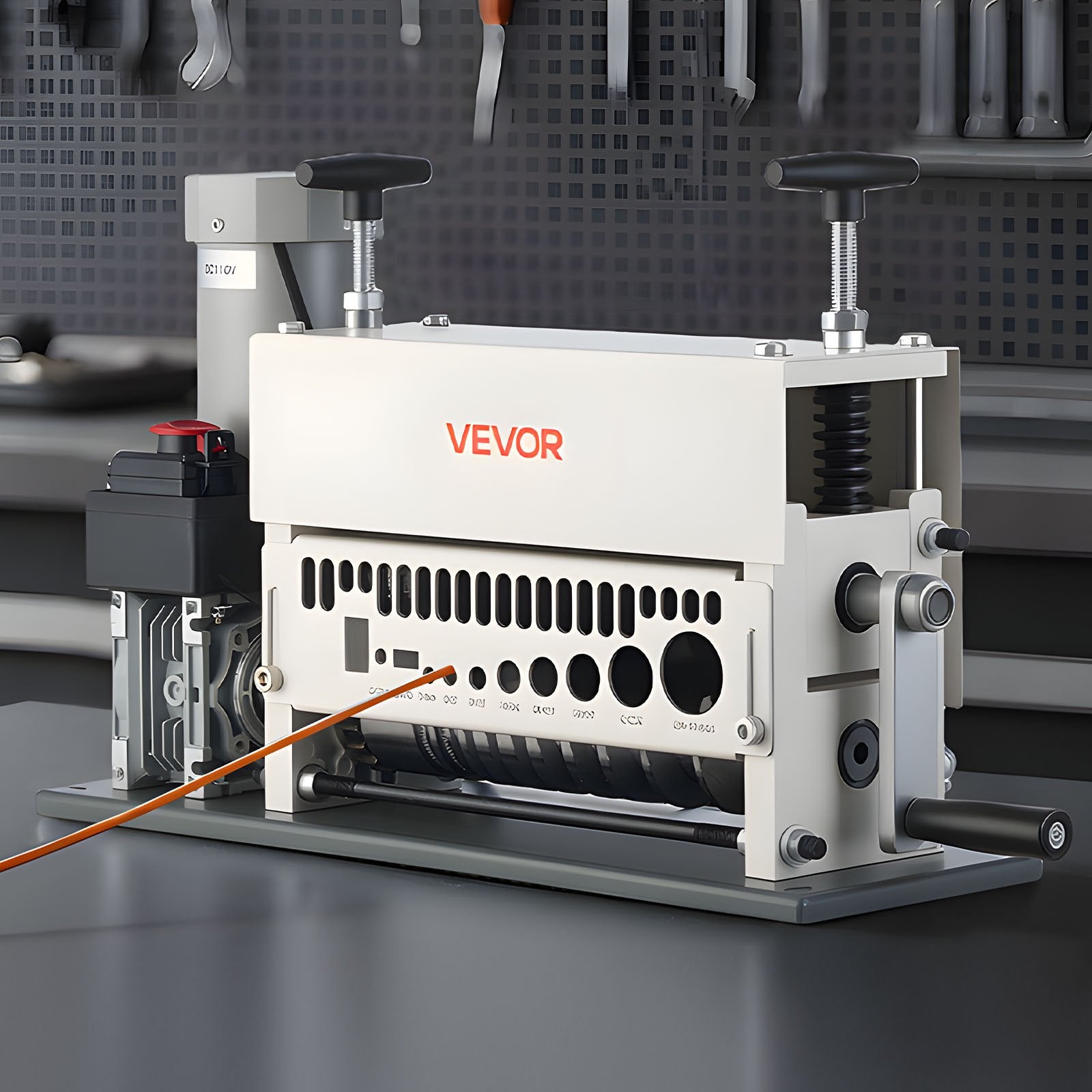 VEVOR Electric Wire Stripper Machine, 1.5-40 mm, 11 Channel Automatic Copper Cable Stripper,  370W Wire Stripper Tool with Manual Hand Crank Mode, Emergency Stop Button, for Scrap Copper Recycling