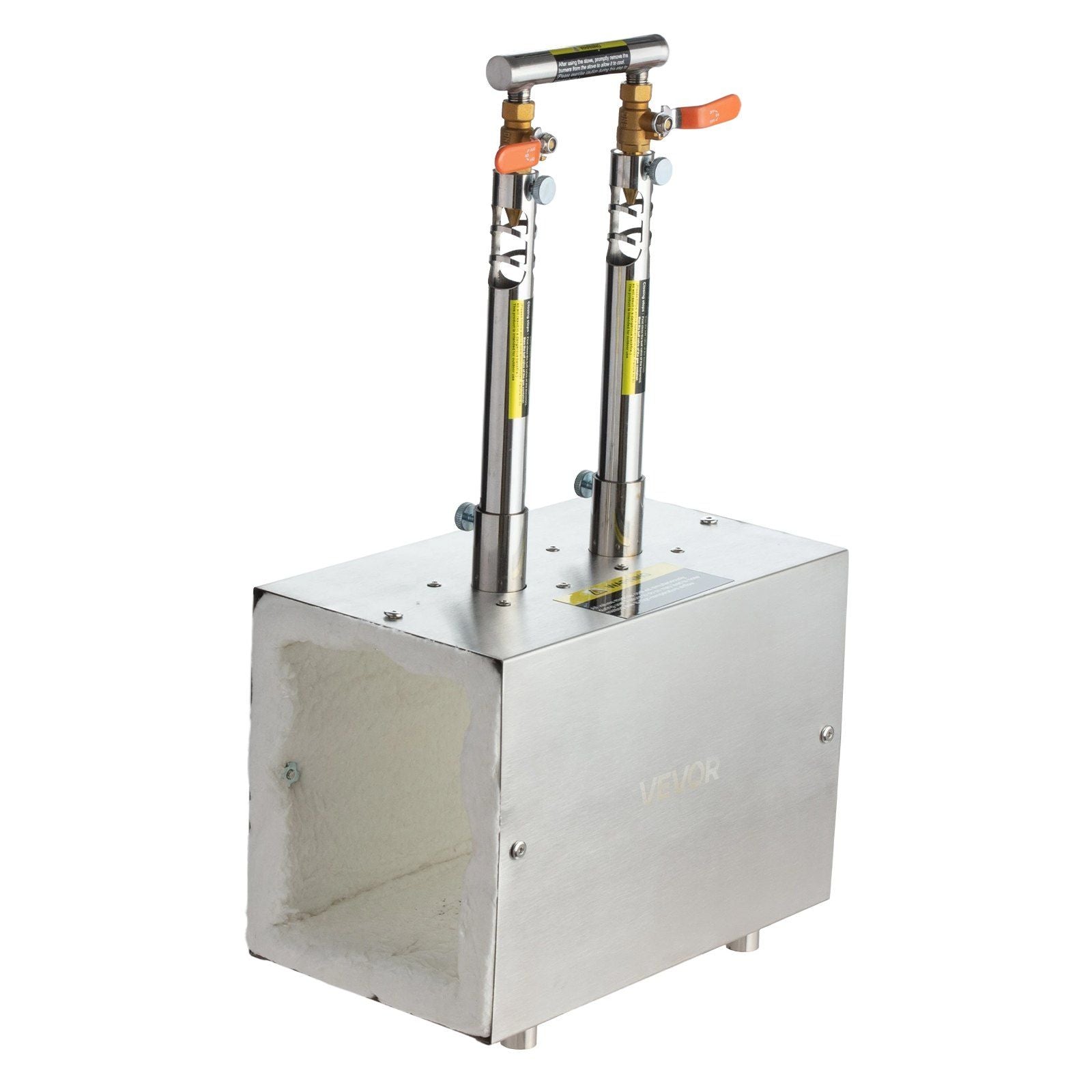Portable Propane Forge, 2 Burners, 2600℉ Tool and Knife Making Blacksmithing Farrier Forge, Large Capacity Square Shape, Stainless Steel Gas Forging Tools and Equipment, Use for Metal Forging