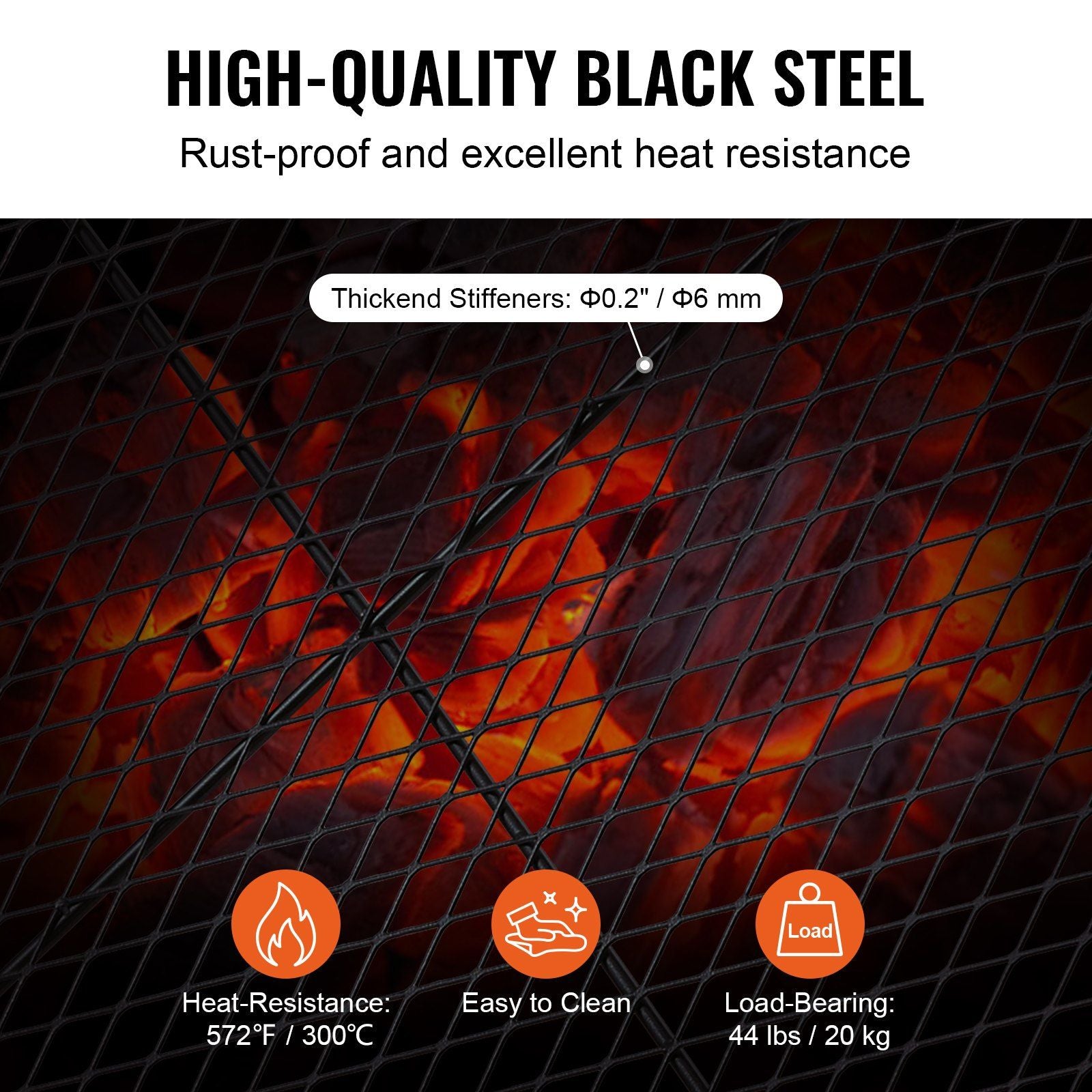 X-Marks Fire Pit Grill Grate, Rectangle Cooking Grate, Heavy Duty Steel Campfire BBQ Grill Grid with Handle & Support X Wire, Portable Camping Cookware for Outside Party Gathering, 81 cm Black