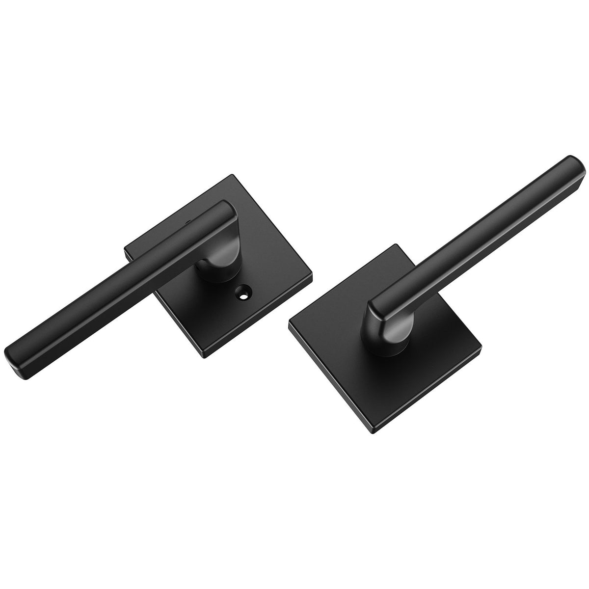 VEVOR Passage Door Handle, 1 Pack Matte Black Door Lever, Left or Right Handing Reversible Lever Non-Locking, Rotation to Open, Square Interior Door Handles for Hallways, Closets, Meeting Spaces