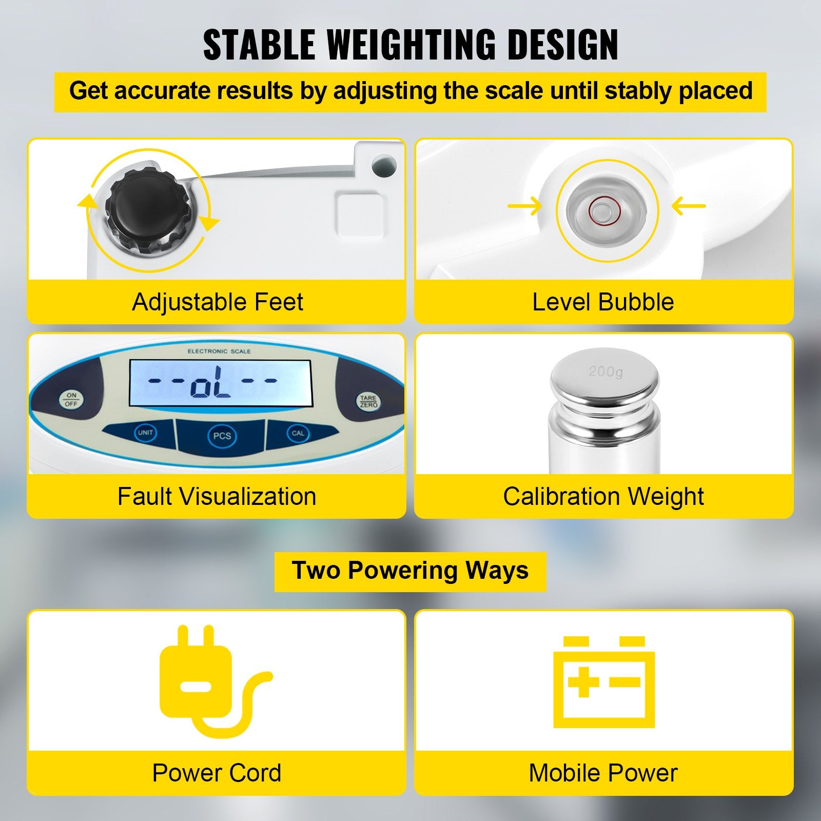 VEVOR Lab Analytical Balance Digital Precision Scale 500gx0.01g High Precision
