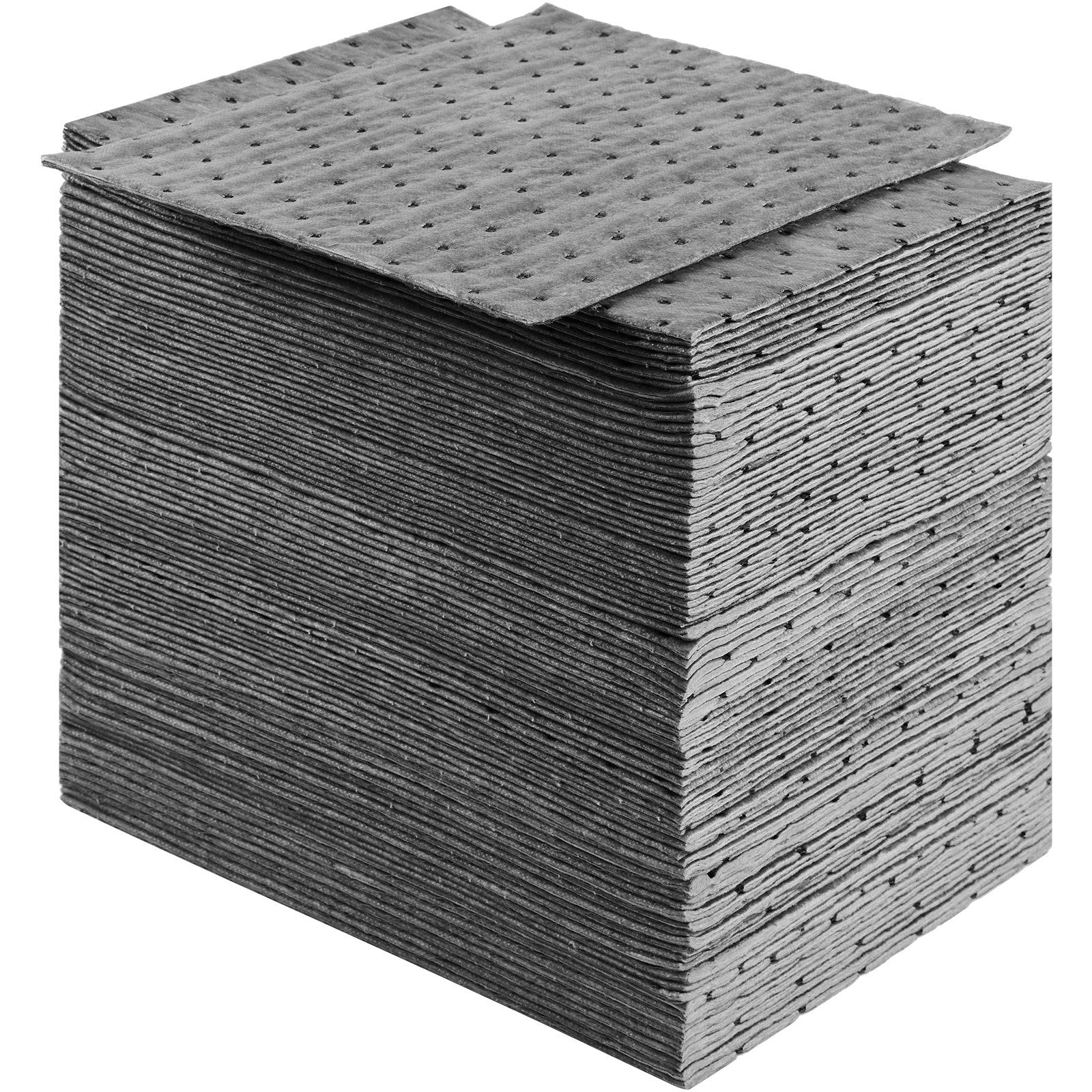 VEVOR Spill Absorbent Pads, Universal Absorbing Mat Absorbs up 12 Gal, 13" L x10" W Polypropylene Absorbent Pad for Oil, Water and Other Liquids, Pack of 100