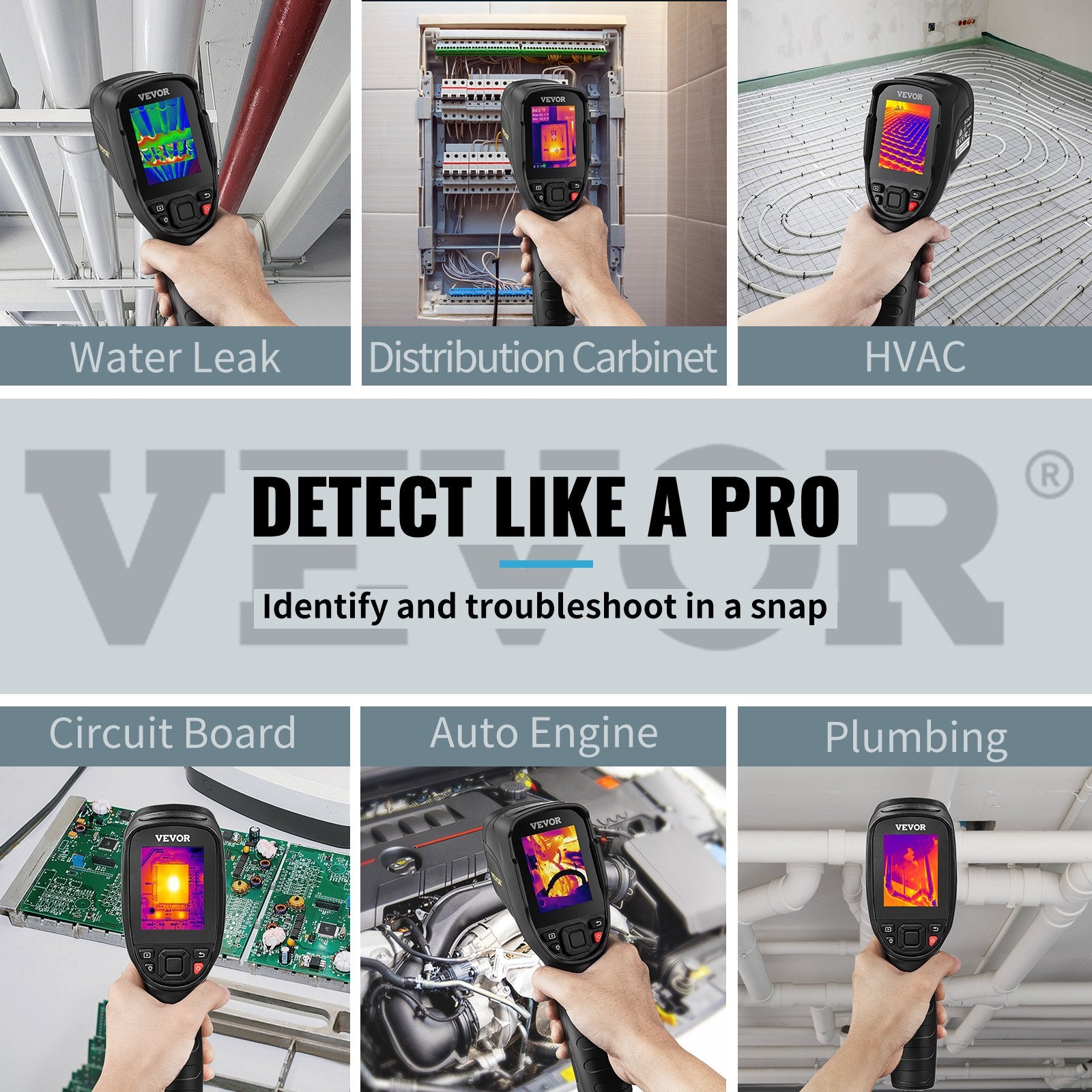 VEVOR Infrared Thermal Imager Visible Light Camera 2MP IR Resolution 240x180