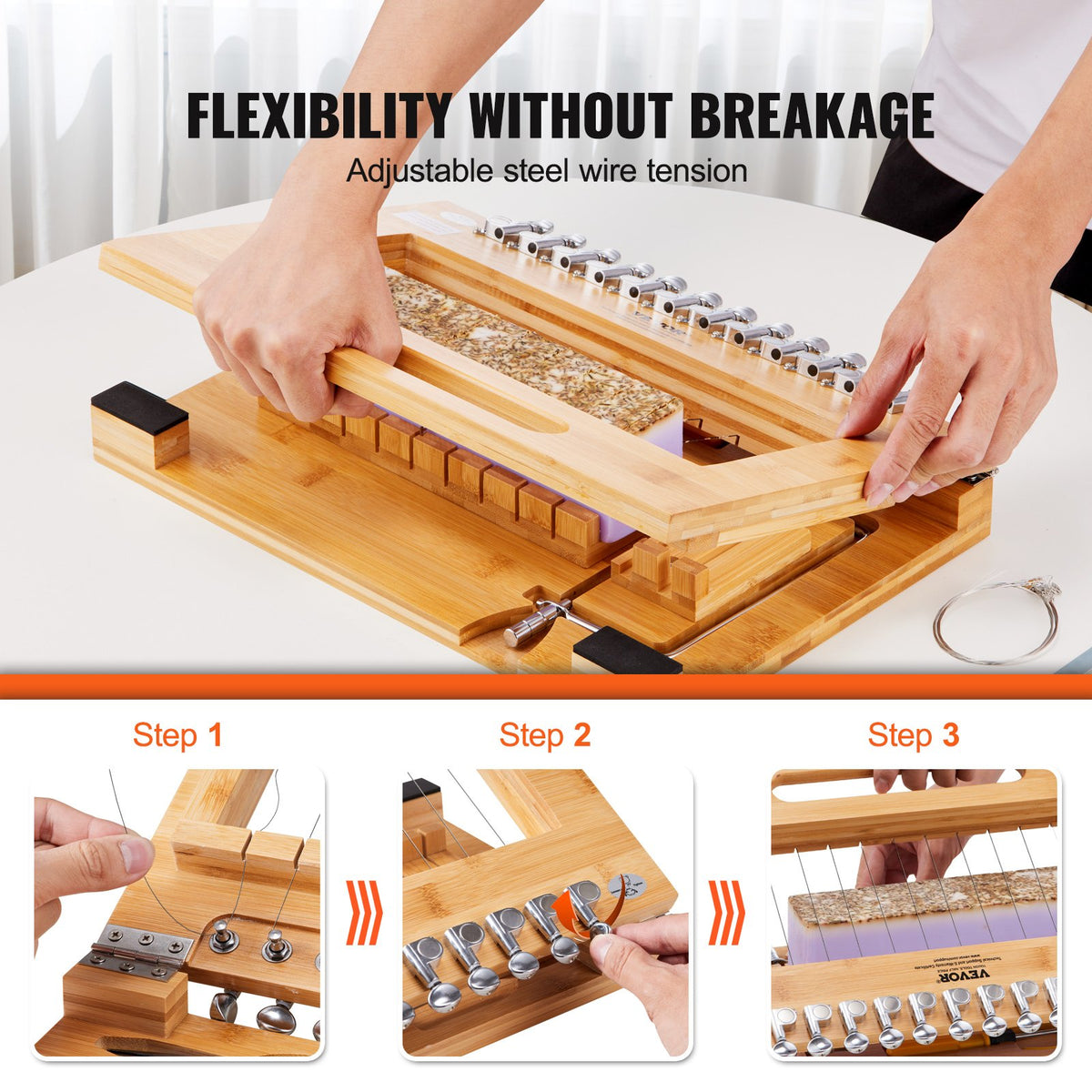 VEVOR Soap Cutter, Cut 1-12 Bars, Precisely and Accurately Cut 1 Inch Bars, Bamboo Soap Slicer With Steel Wire, Multi Handmade Soap Wire Cutter for Loaf Candles Cheese Butter DIY Making Tool