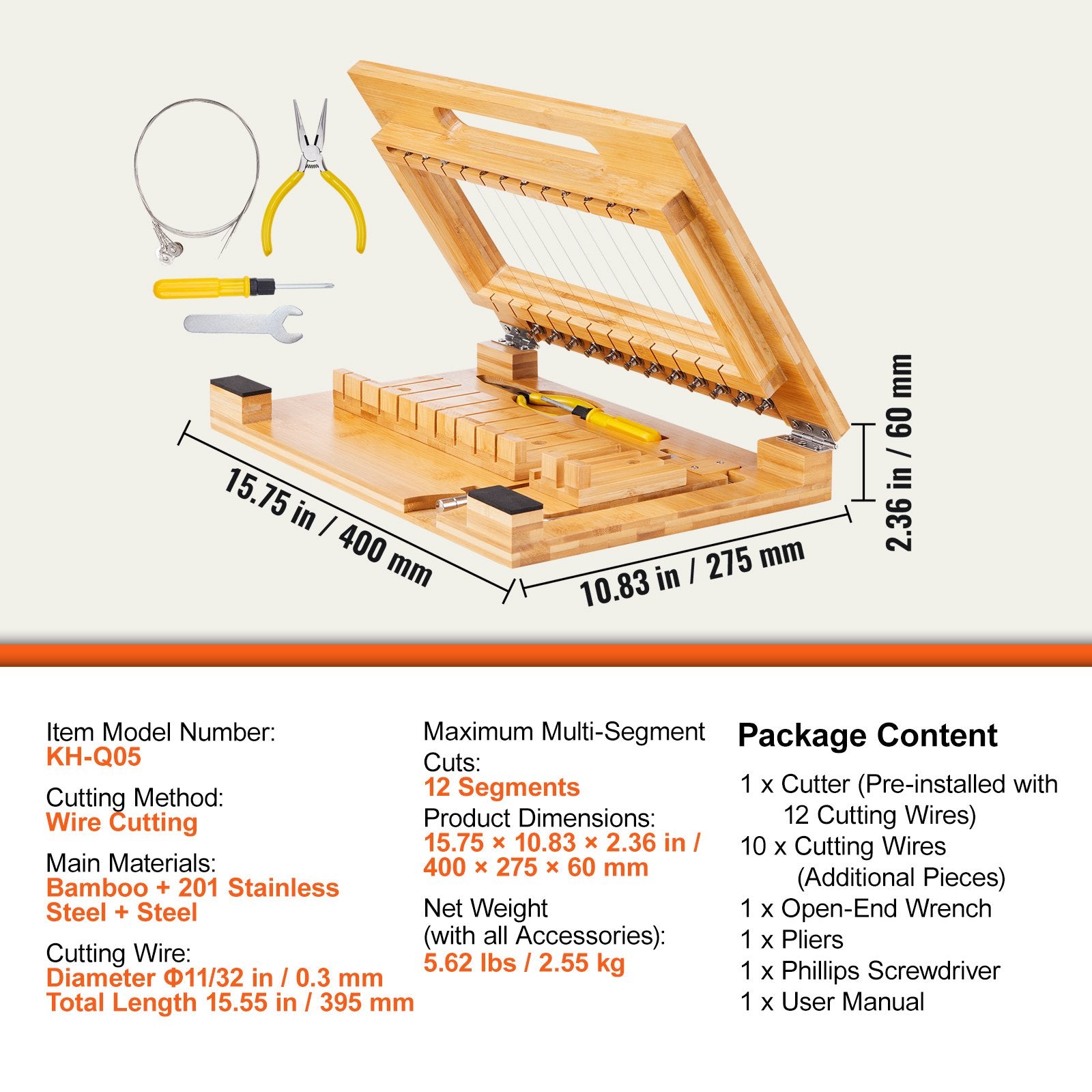 VEVOR Soap Cutter, Cut 1-12 Bars, Precisely and Accurately Cut 1 Inch Bars, Bamboo Soap Slicer With Steel Wire, Multi Handmade Soap Wire Cutter for Loaf Candles Cheese Butter DIY Making Tool