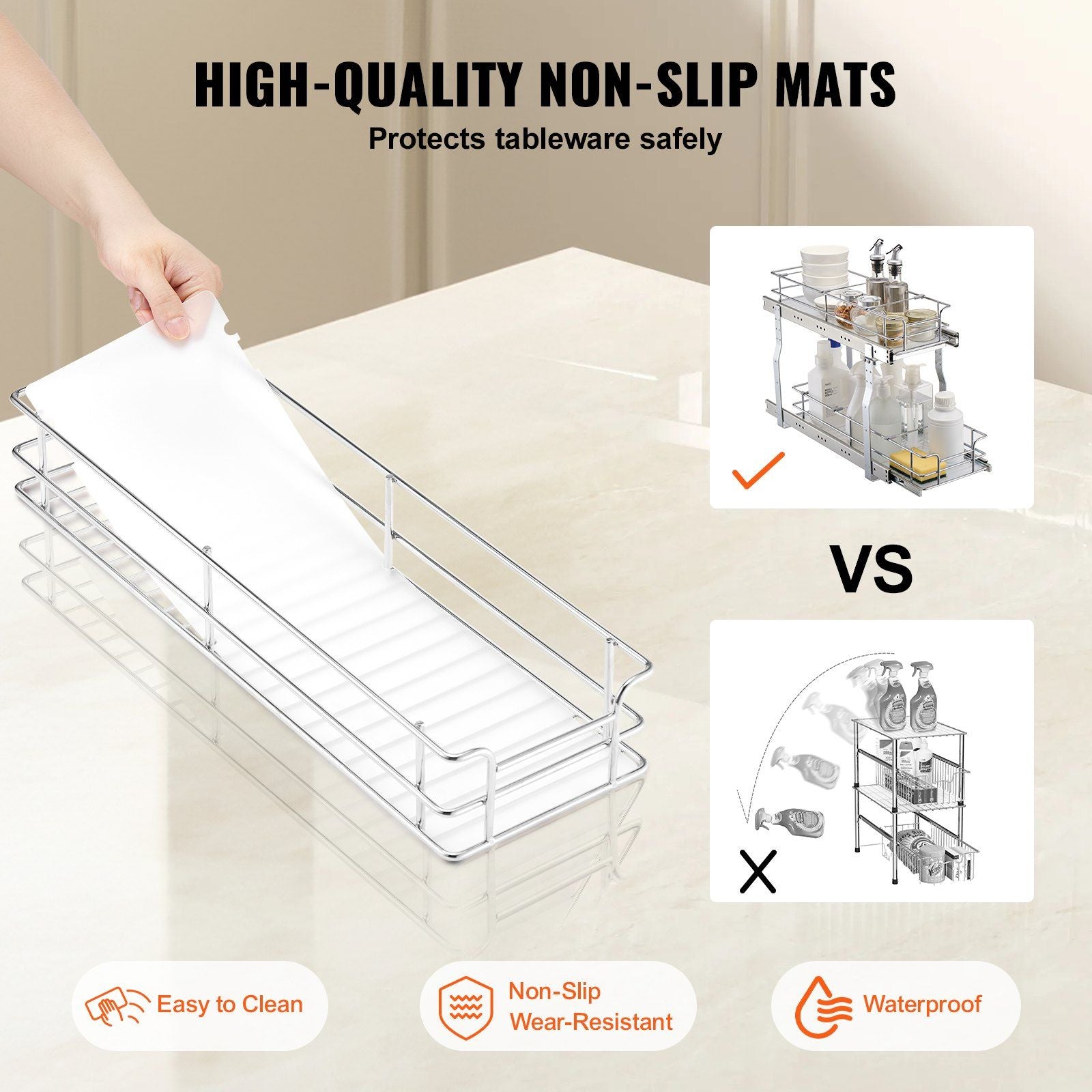 215 x 533 x 385mm  Pull Out Cabinet Organizer, Heavy Duty Slide Out Pantry Shelves, Steel Roll Out Drawers, Sliding Drawer Storage for Home Under Sink, 245 x 563 x 485 mm Install Size for Cabinet
