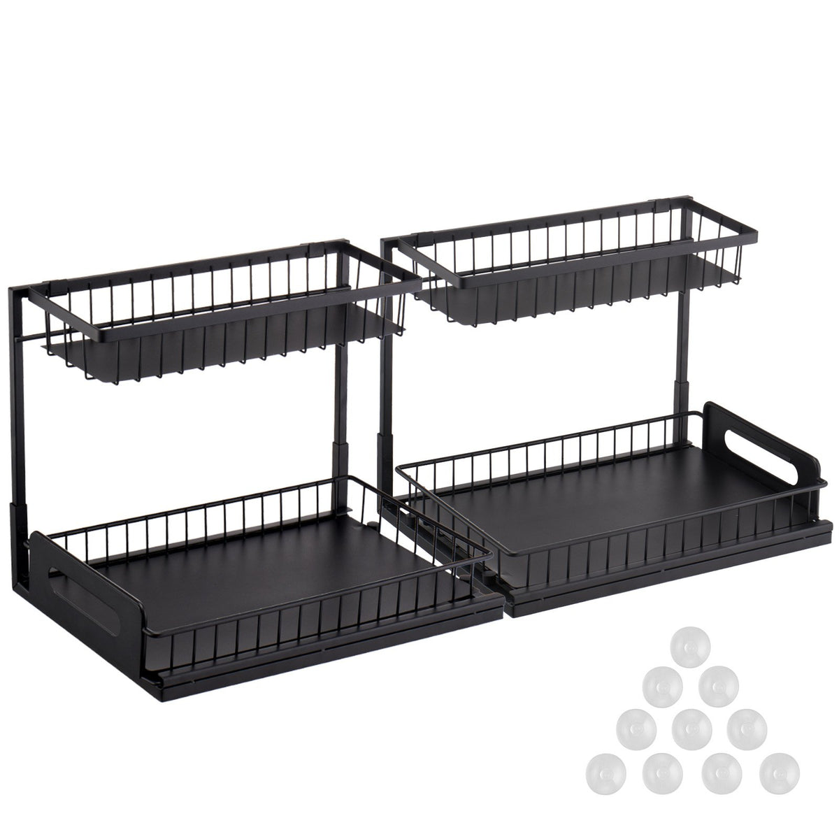 VEVOR 2-Tier Wire Pull Out Cabinet Under Sink Basket Organizer 10.7"x14.2" 2PCS