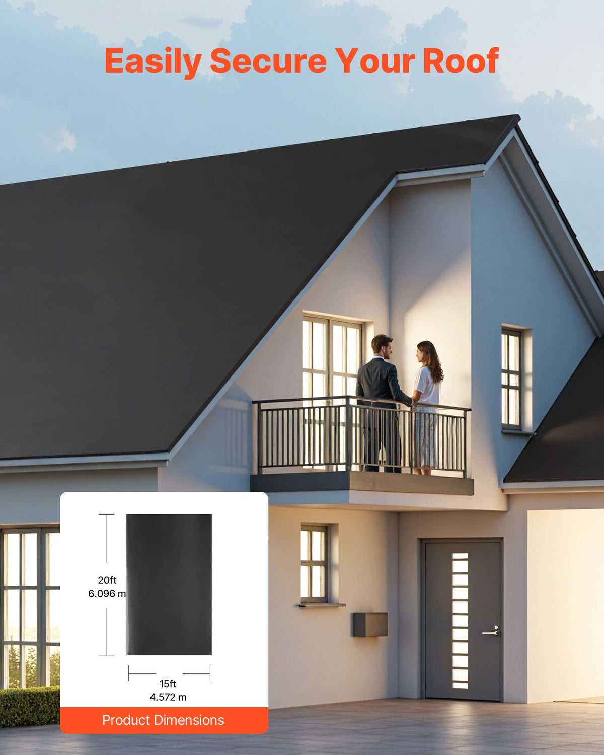 Roll Roofing, 4.57 x 6 m, 45 mil EPDM Rubber Roofing, Long Lifespan & Weather-resistant, Withstands Harsh Temperatures, Flexible & Easy Installation, Roof Underlayment for RVs, Roofs, Ponds