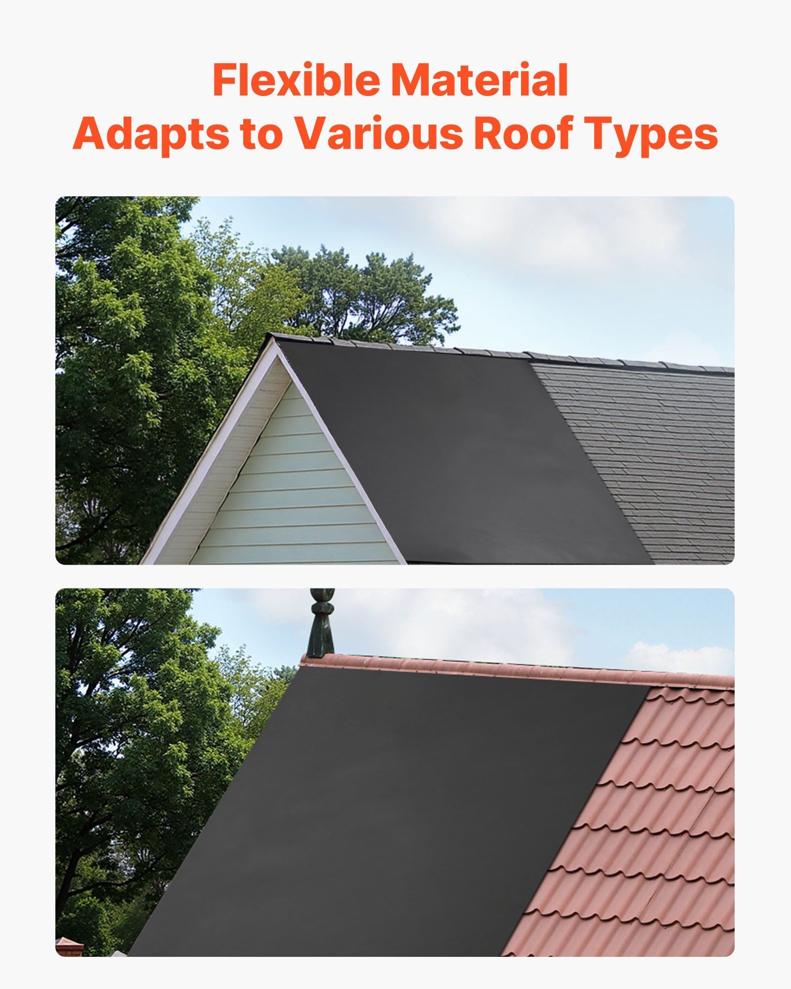 Roll Roofing, 4.57 x 6 m, 45 mil EPDM Rubber Roofing, Long Lifespan & Weather-resistant, Withstands Harsh Temperatures, Flexible & Easy Installation, Roof Underlayment for RVs, Roofs, Ponds