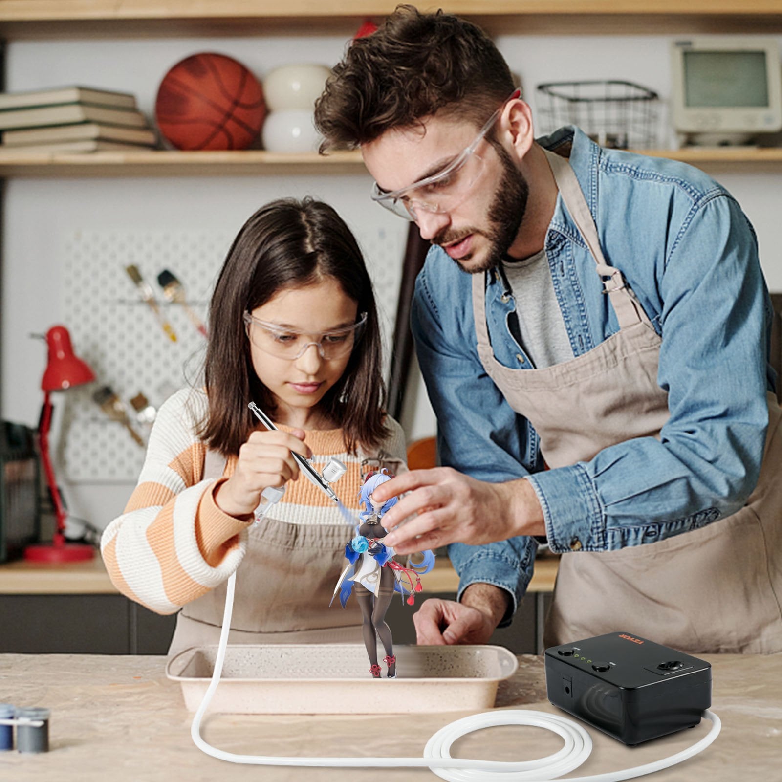 VEVOR Airbrush Kit Dual-action Airbrush System Compressor Art Nail Makeup Model