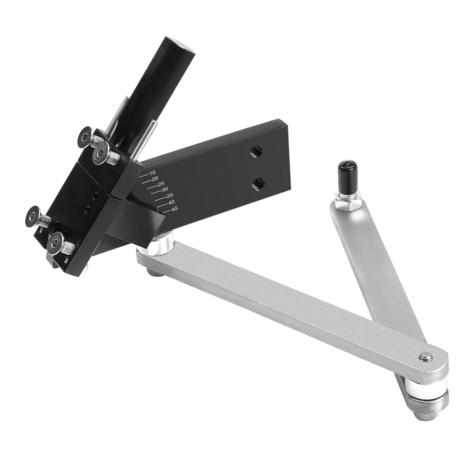 VEVOR Lawn Mower Blade Sharpener and Balancer, 15° - 45° Adjustable Lawnmower Blade Sharpening Tool with 4 Adapter Pins, Ball Bearings & 25mm Enlarged Handle, Compatible with Most Angle Grinders