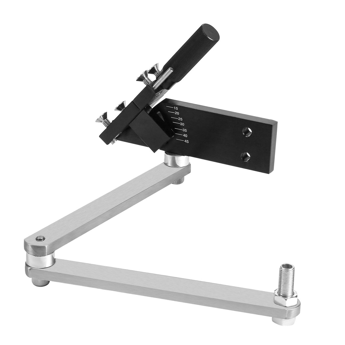 VEVOR Lawn Mower Blade Sharpener and Balancer, 15° - 45° Adjustable Lawnmower Blade Sharpening Tool with 4 Adapter Pins, Ball Bearings & 25mm Enlarged Handle, Compatible with Most Angle Grinders