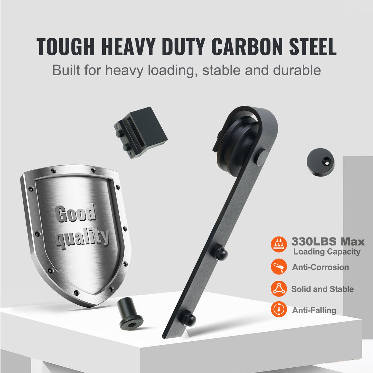 VEVOR 8FT Sliding Barn Door Hardware Closet Track Kit for Single Door J Hanger