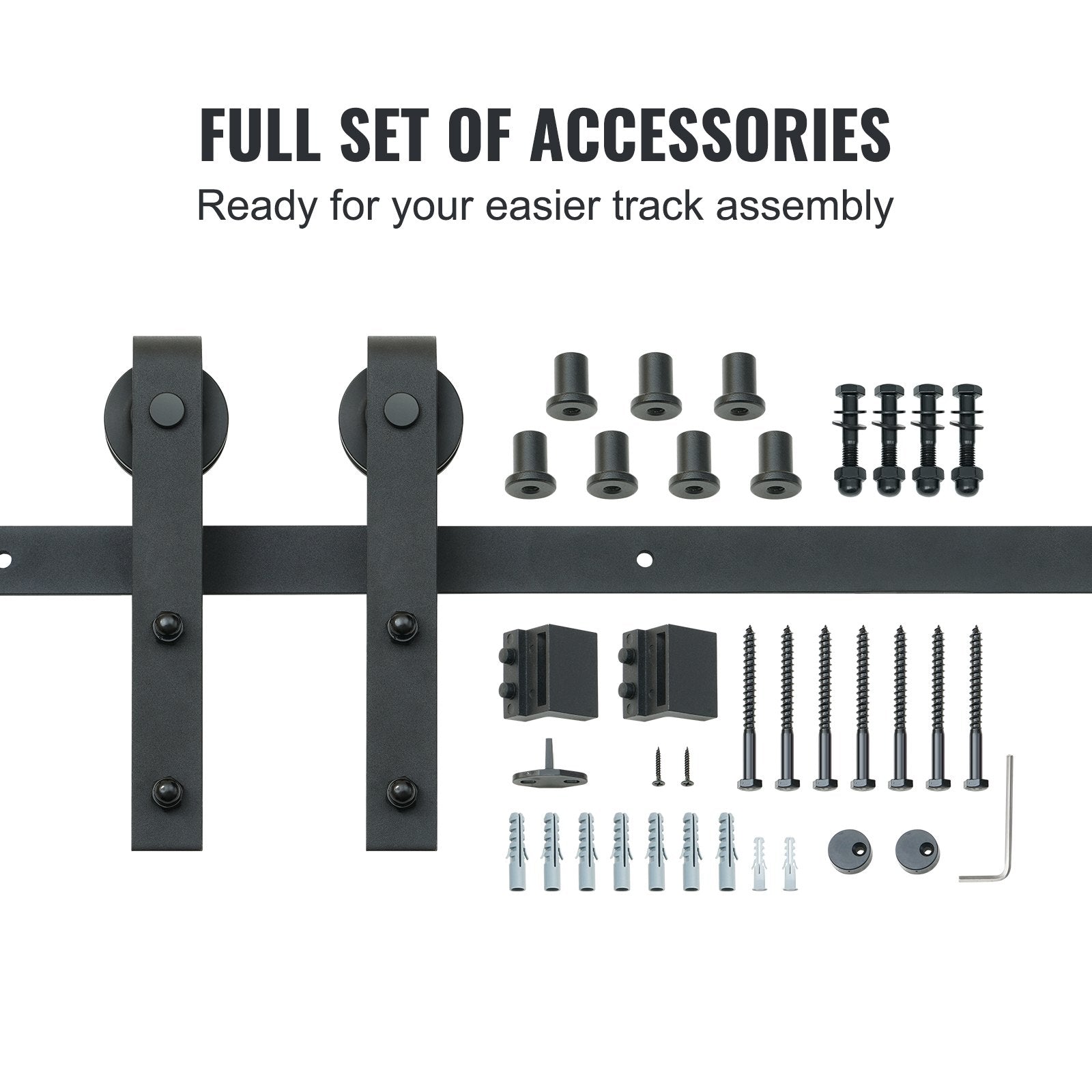 VEVOR 8FT Sliding Barn Door Hardware Closet Track Kit for Single Door J Hanger