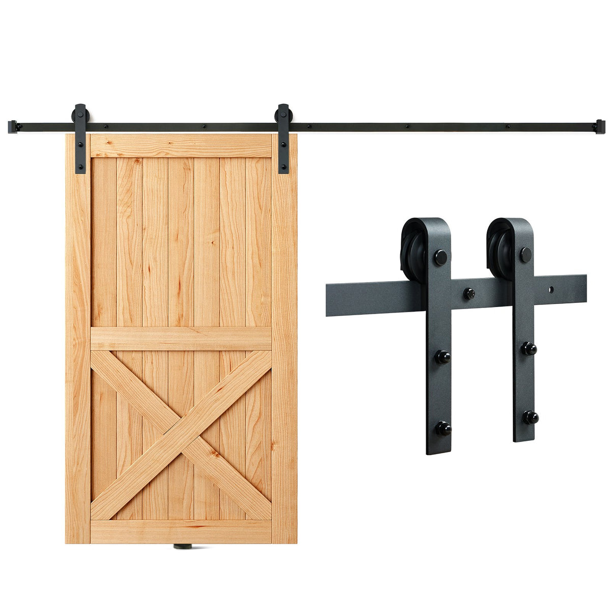 VEVOR 8FT Sliding Barn Door Hardware Closet Track Kit for Single Door J Hanger