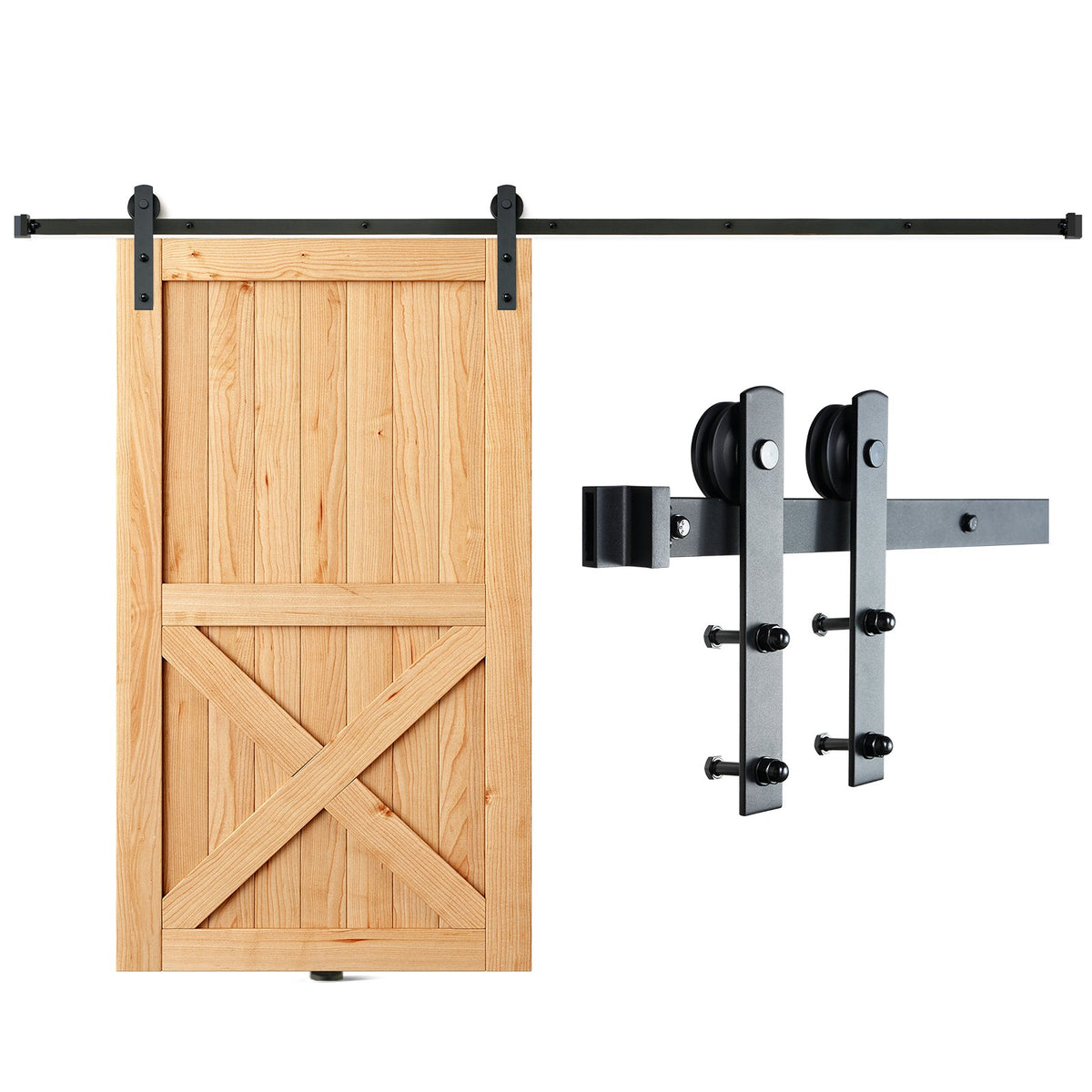 VEVOR 8FT Sliding Barn Door Hardware Closet Track Kit for Single Door I Hanger
