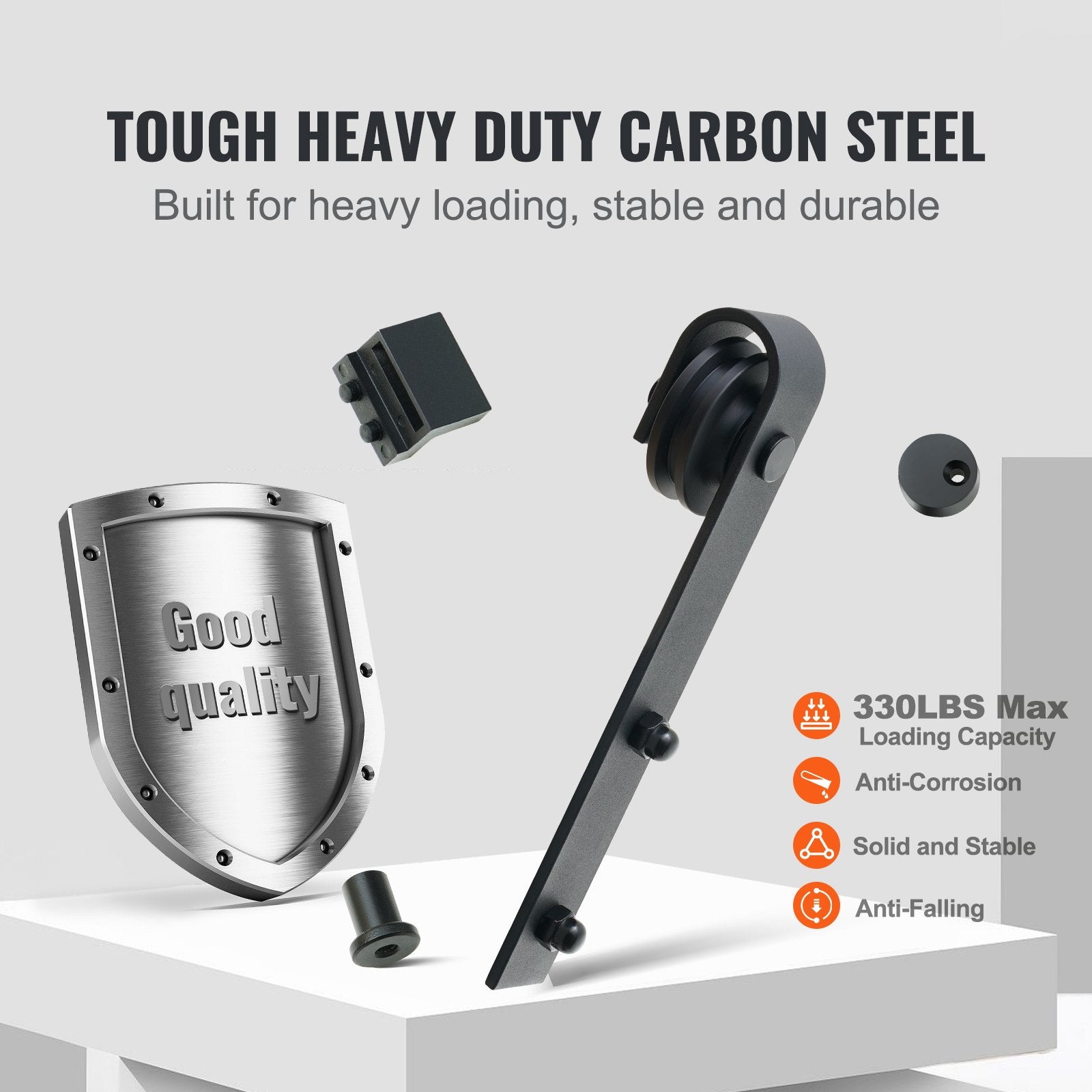 VEVOR 2440 mm Sliding Barn Door Hardware Closet Track Kit for Double Doors J Hanger