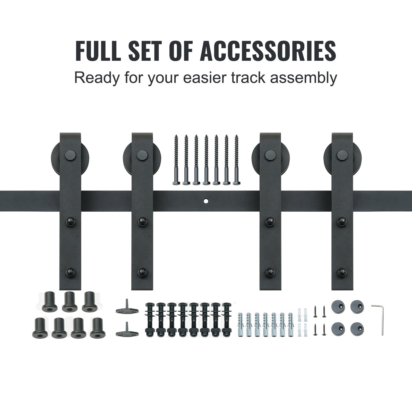 VEVOR 2440 mm Sliding Barn Door Hardware Closet Track Kit for Double Doors J Hanger
