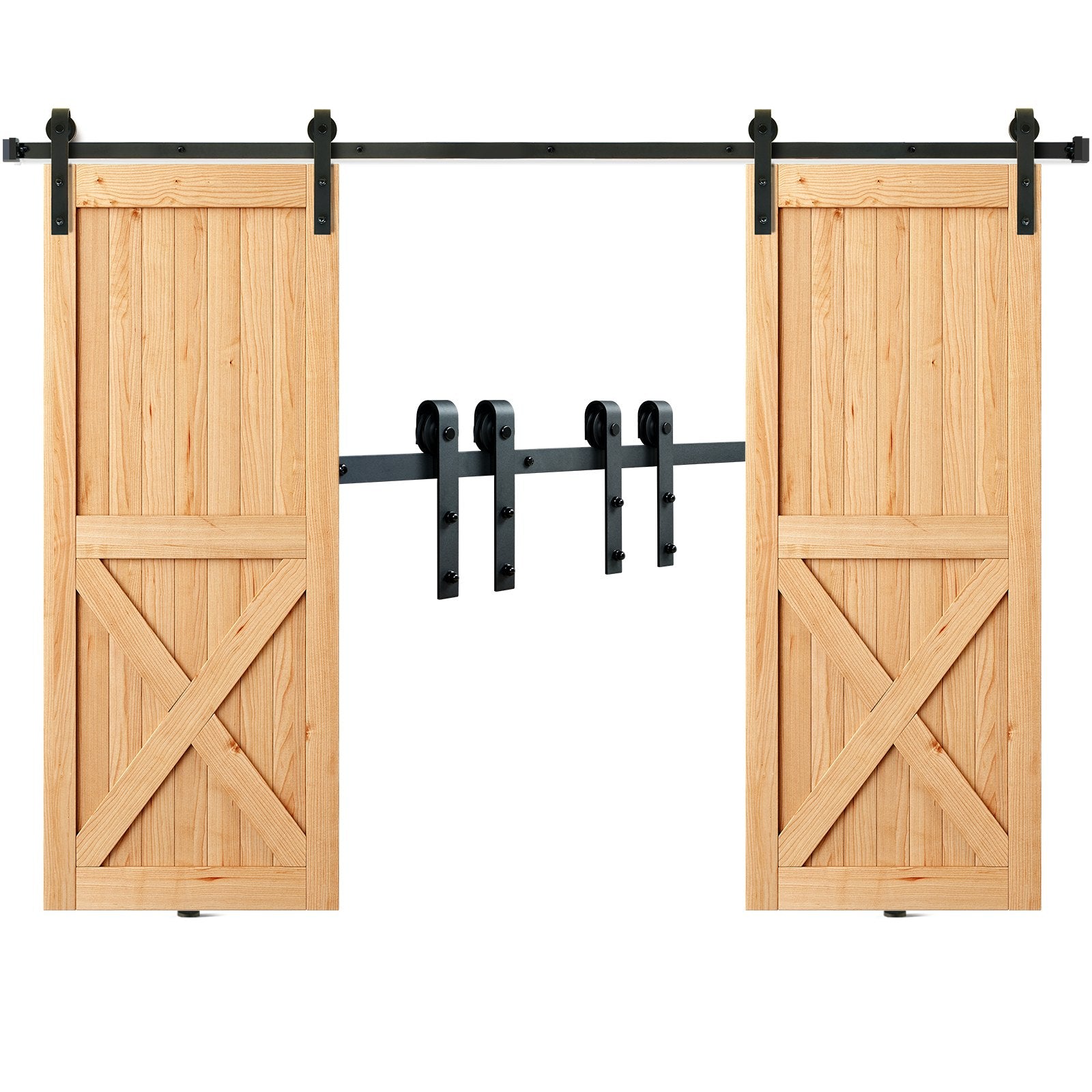 VEVOR 2440 mm Sliding Barn Door Hardware Closet Track Kit for Double Doors J Hanger