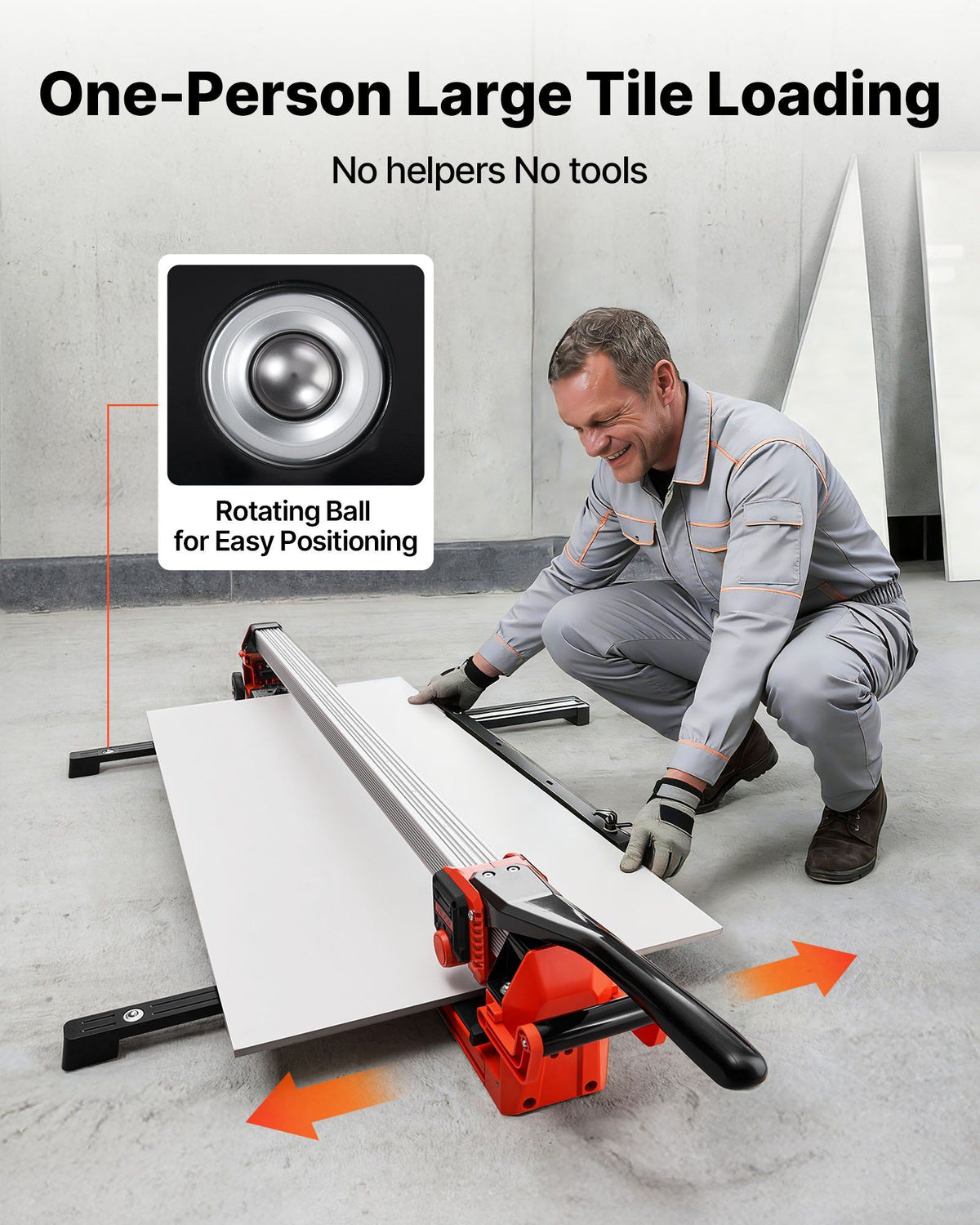 1200 mm Manual Tile Cutter, Upgraded Rail and Sliding Head, Precision Alignment Guide, Tungsten Carbide Cutting Wheel, Support Legs with Swivel Wheels, for DIY Pros, Ceramic, Floor & Wall Tiles